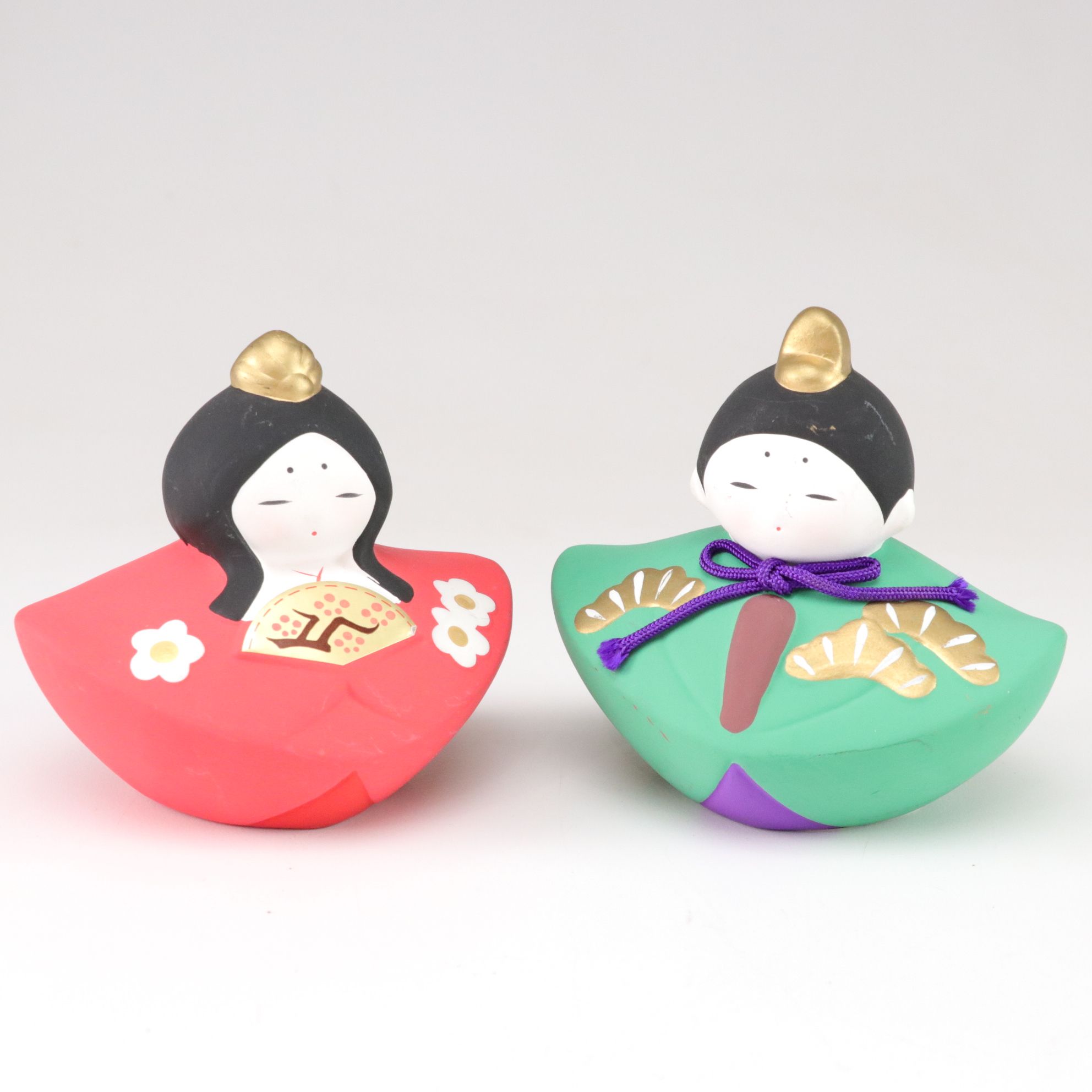 Japanese Ceramic Hina Dolls with Bisque Hakata Dolls