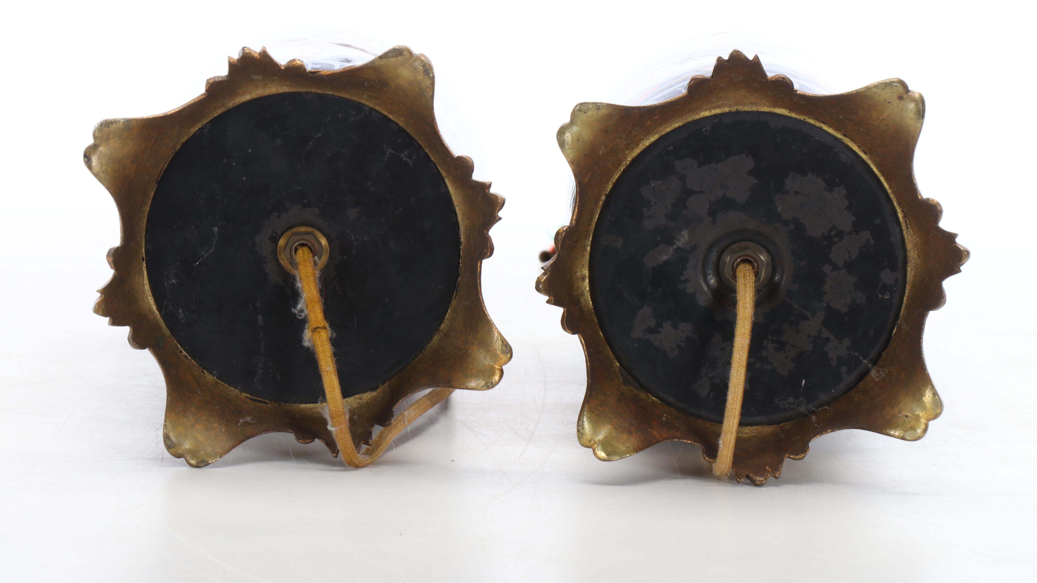 Japanese Imari Porcelain Style Vase Table Lamps with Silk Drum Shades