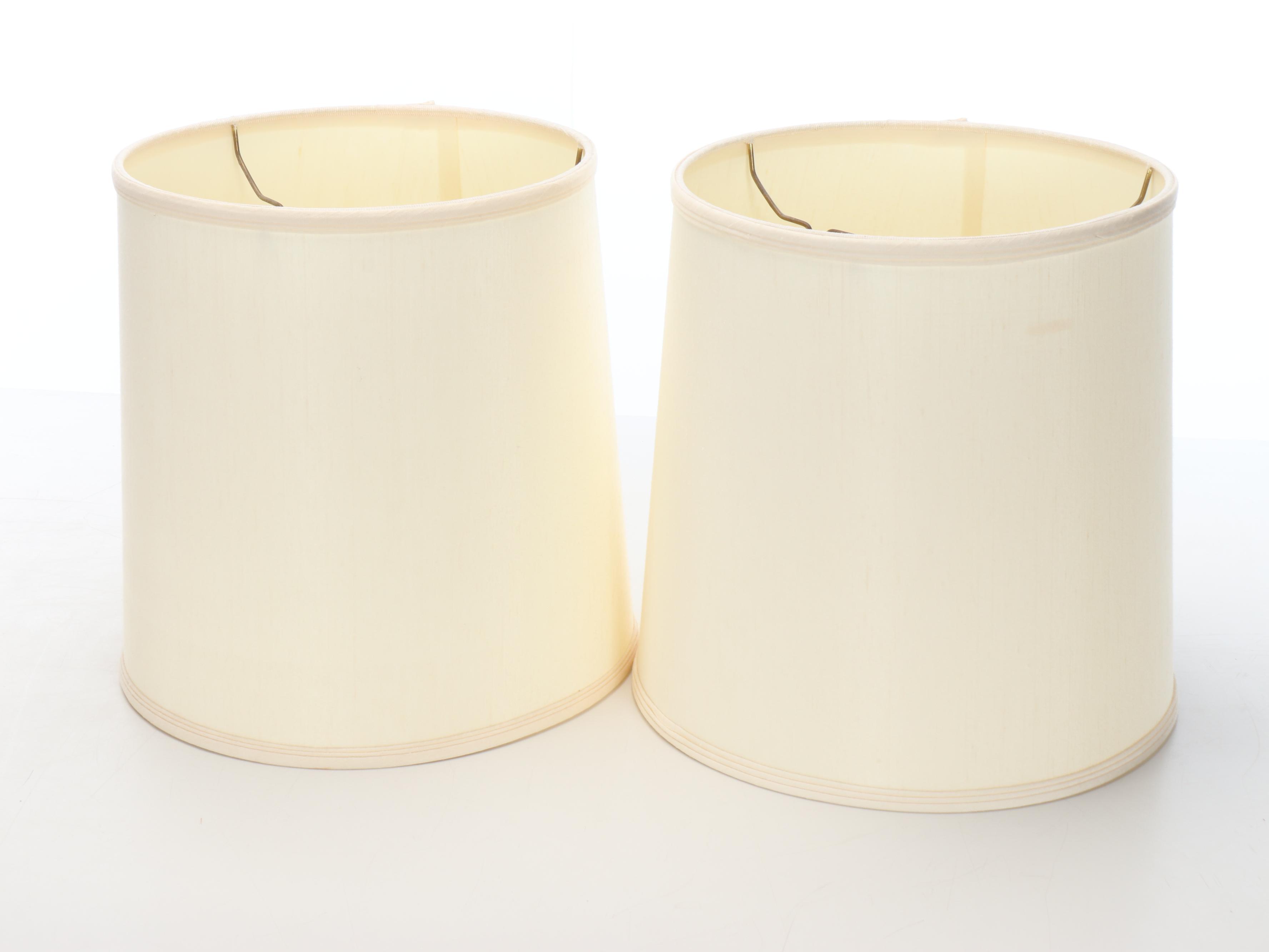 Japanese Imari Porcelain Style Vase Table Lamps with Silk Drum Shades