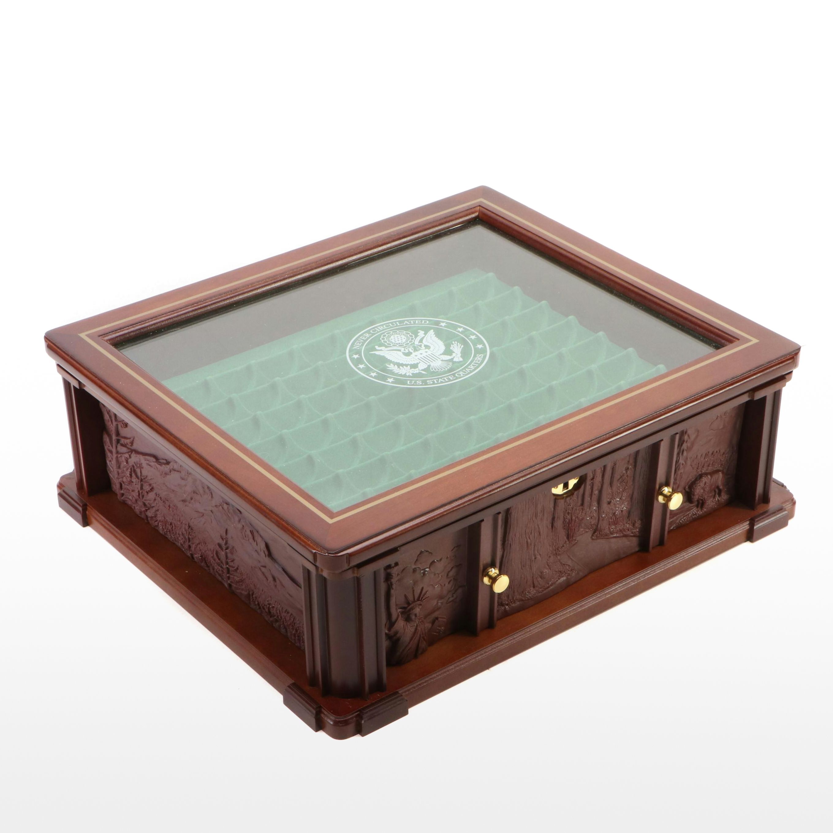Danbury Mint Never Circulated U.S. State Quarters Wooden Display Case