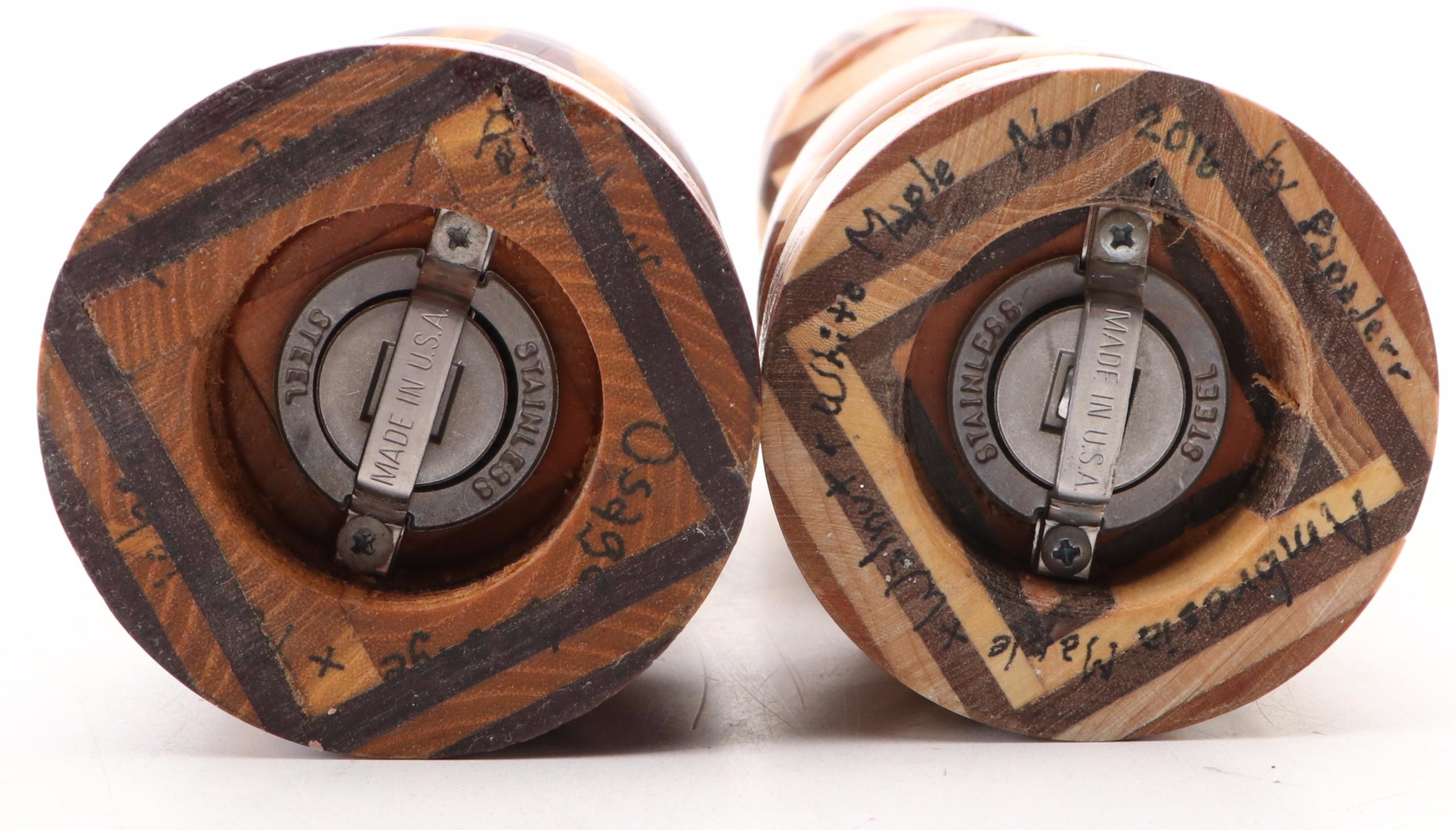 Segmented Wood Pepper Mill and Turned Wood Bowl