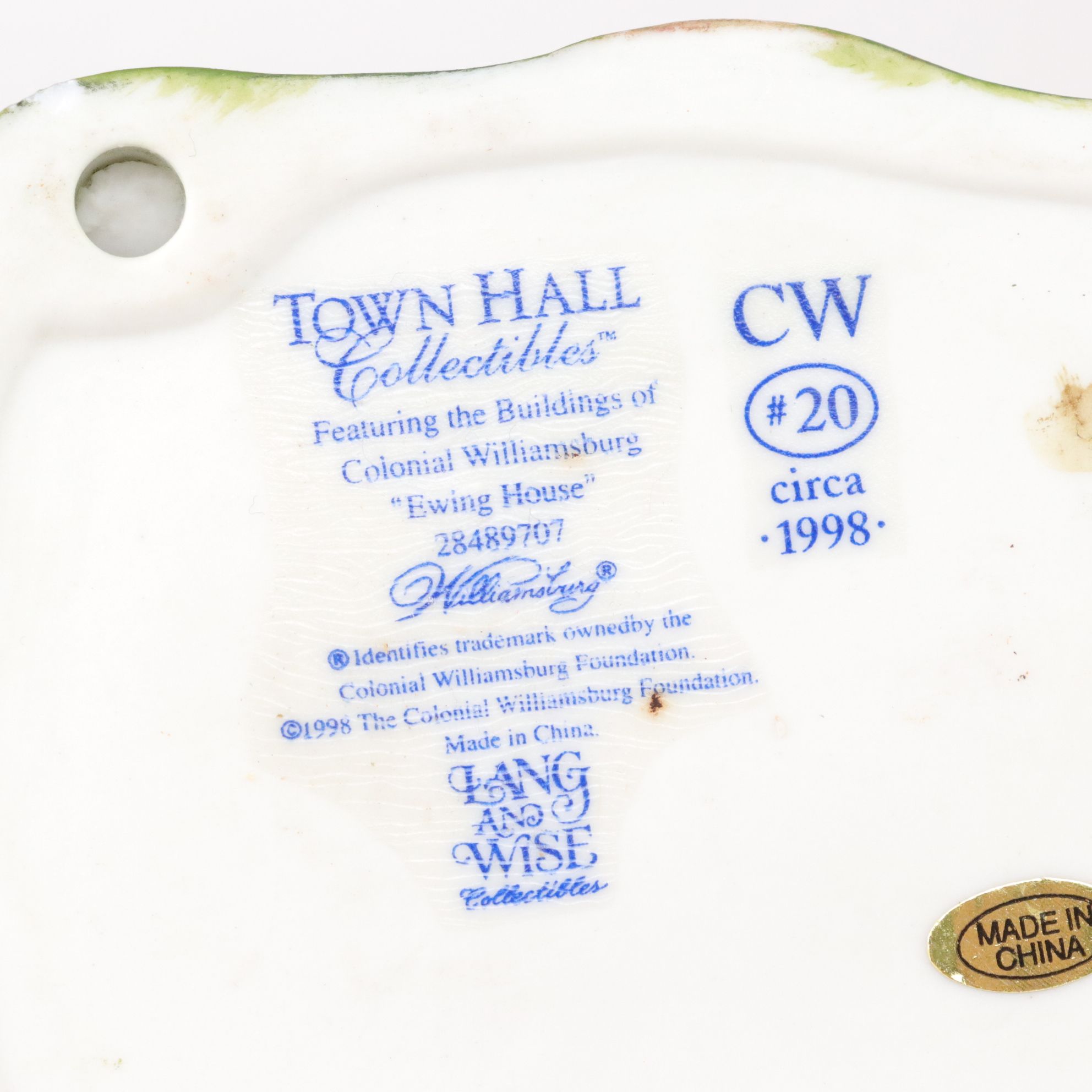 Lang and Wise "Town Hall Collectibles" Colonial Williamsburg Series Figurines