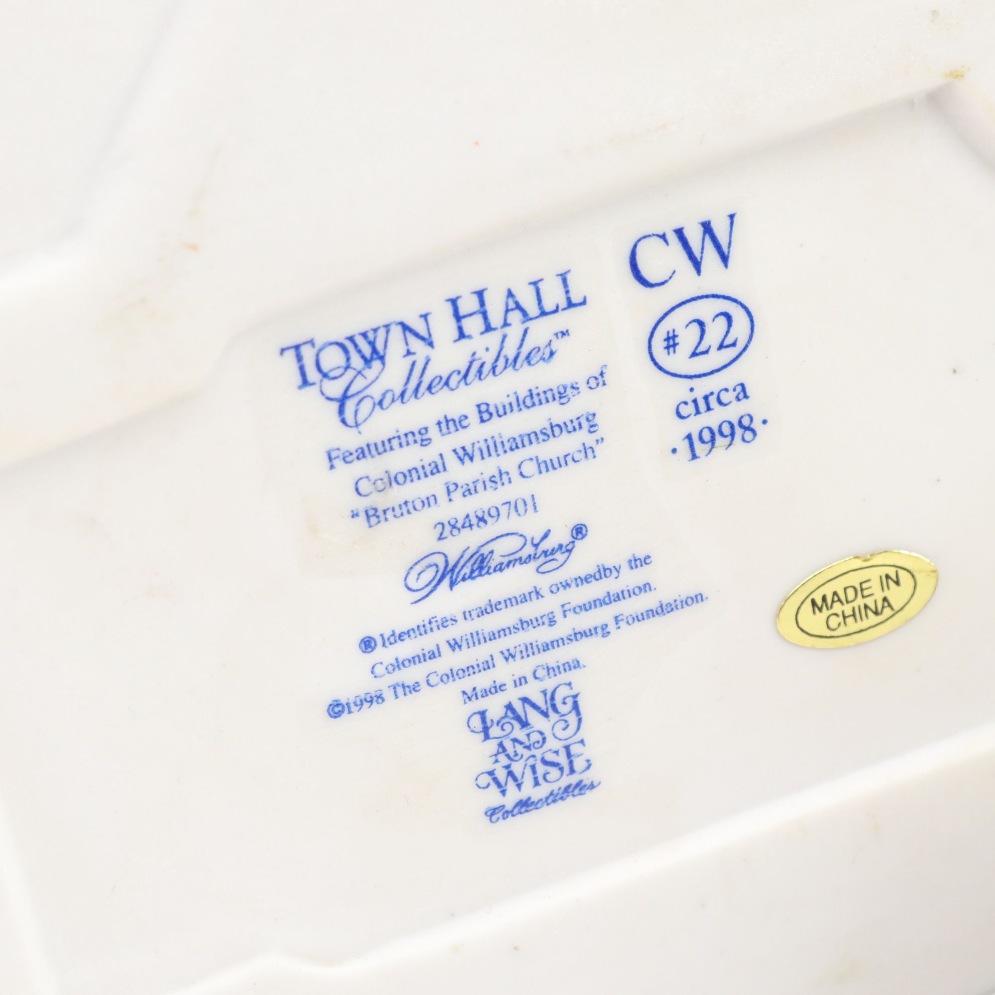 Lang and Wise "Town Hall Collectibles" Colonial Williamsburg Series Figurines