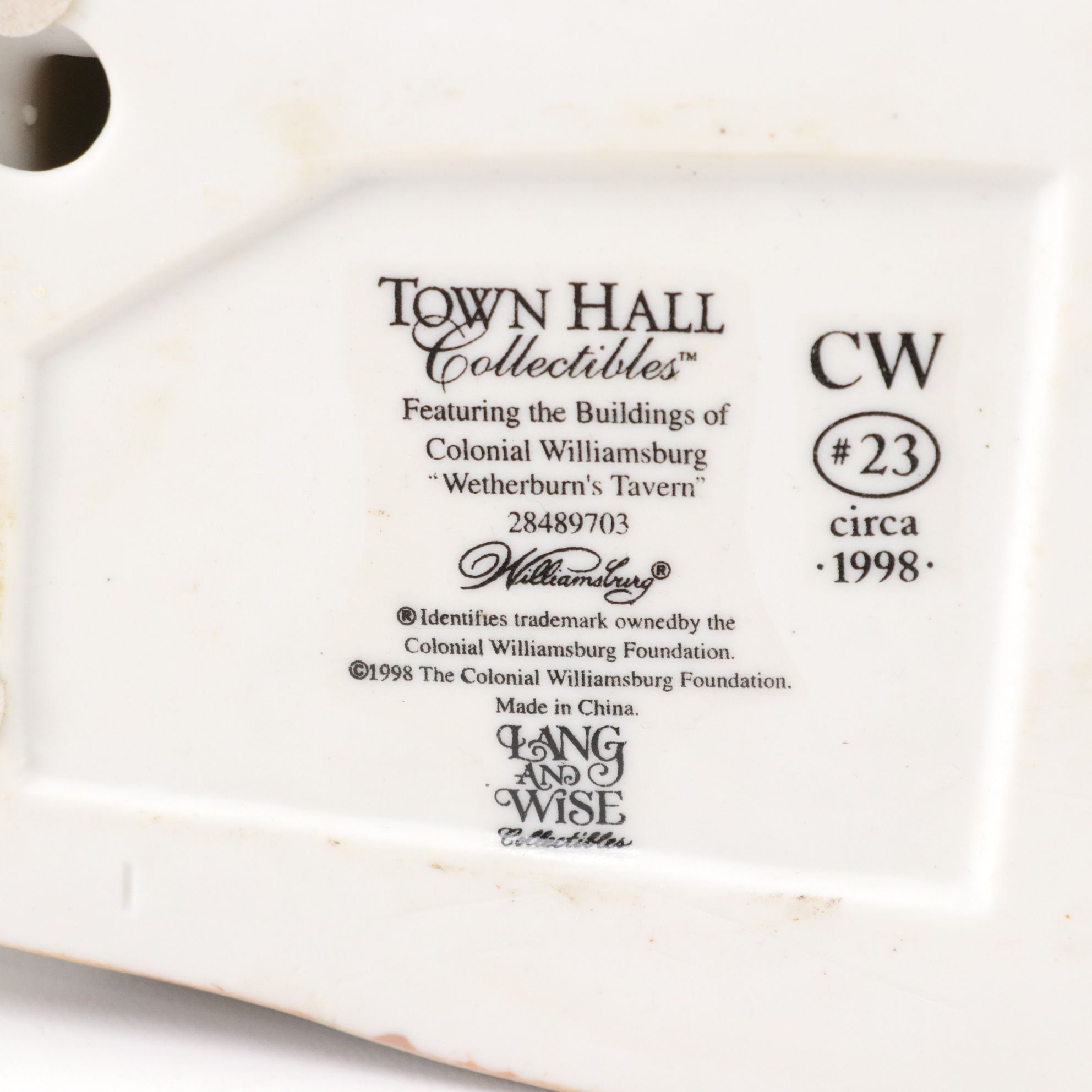 Lang and Wise "Town Hall Collectibles" Colonial Williamsburg Series Figurines