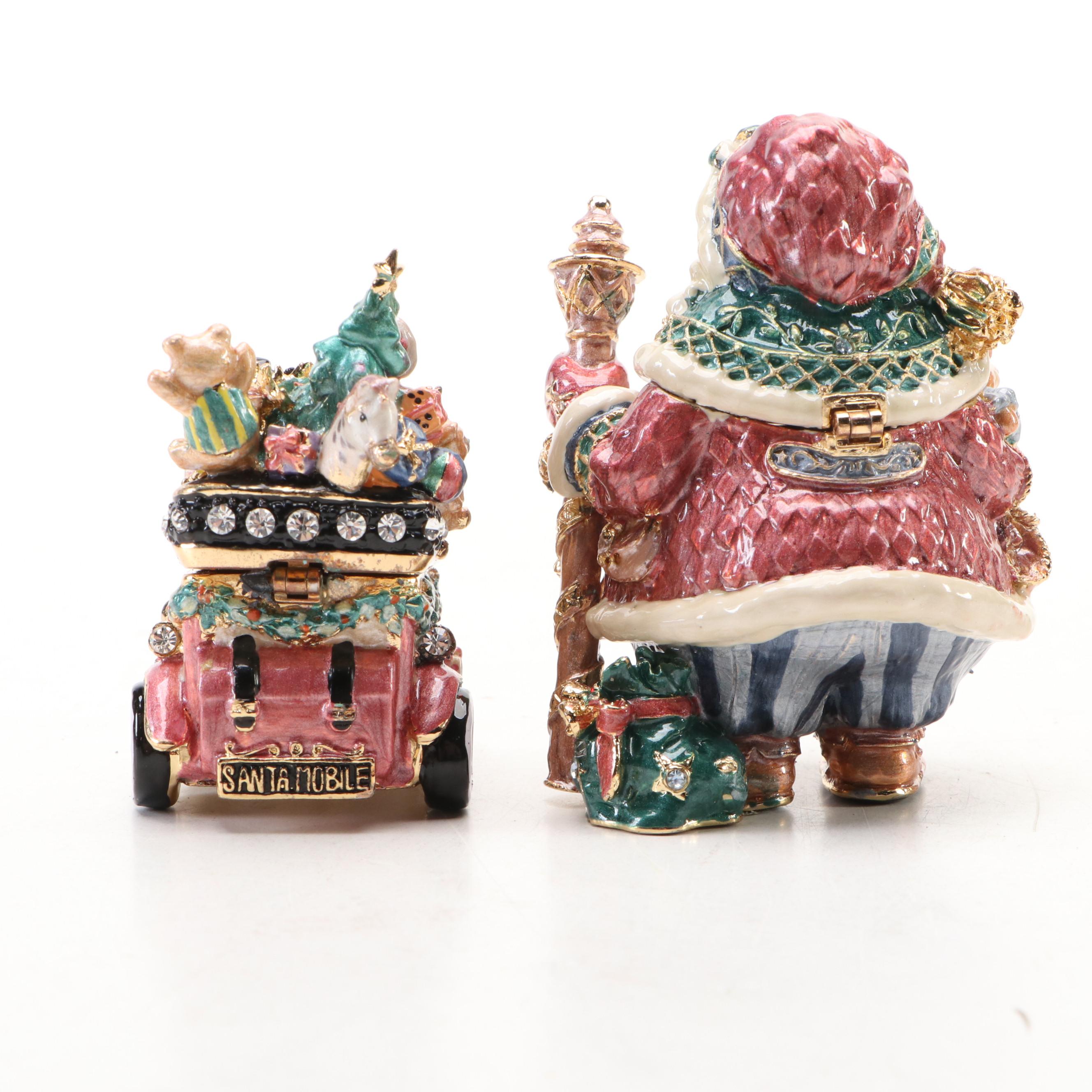 Fitz & Floyd Treasures Collection "Jolly Ole St. Nick" and "Santa Car" Boxes