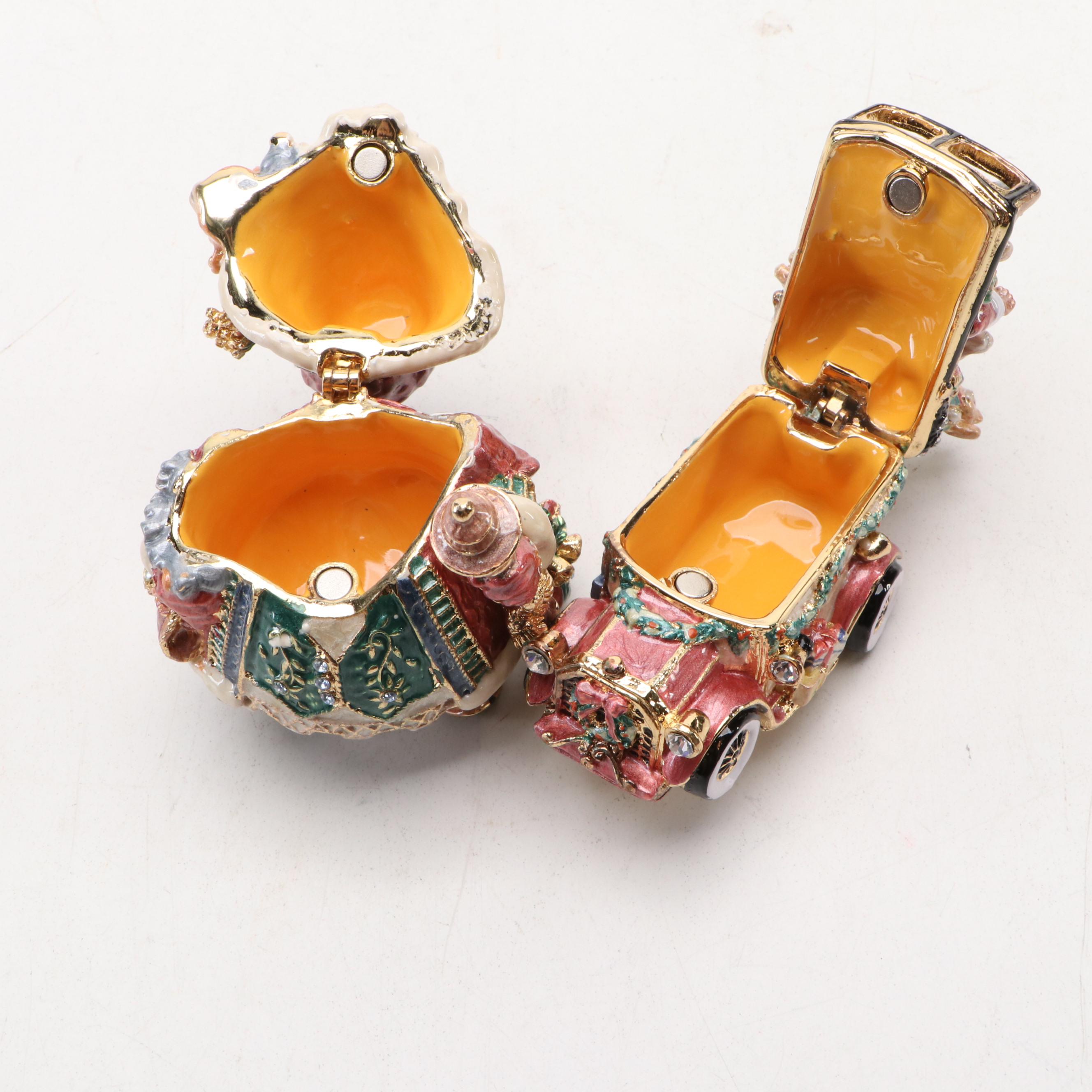 Fitz & Floyd Treasures Collection "Jolly Ole St. Nick" and "Santa Car" Boxes