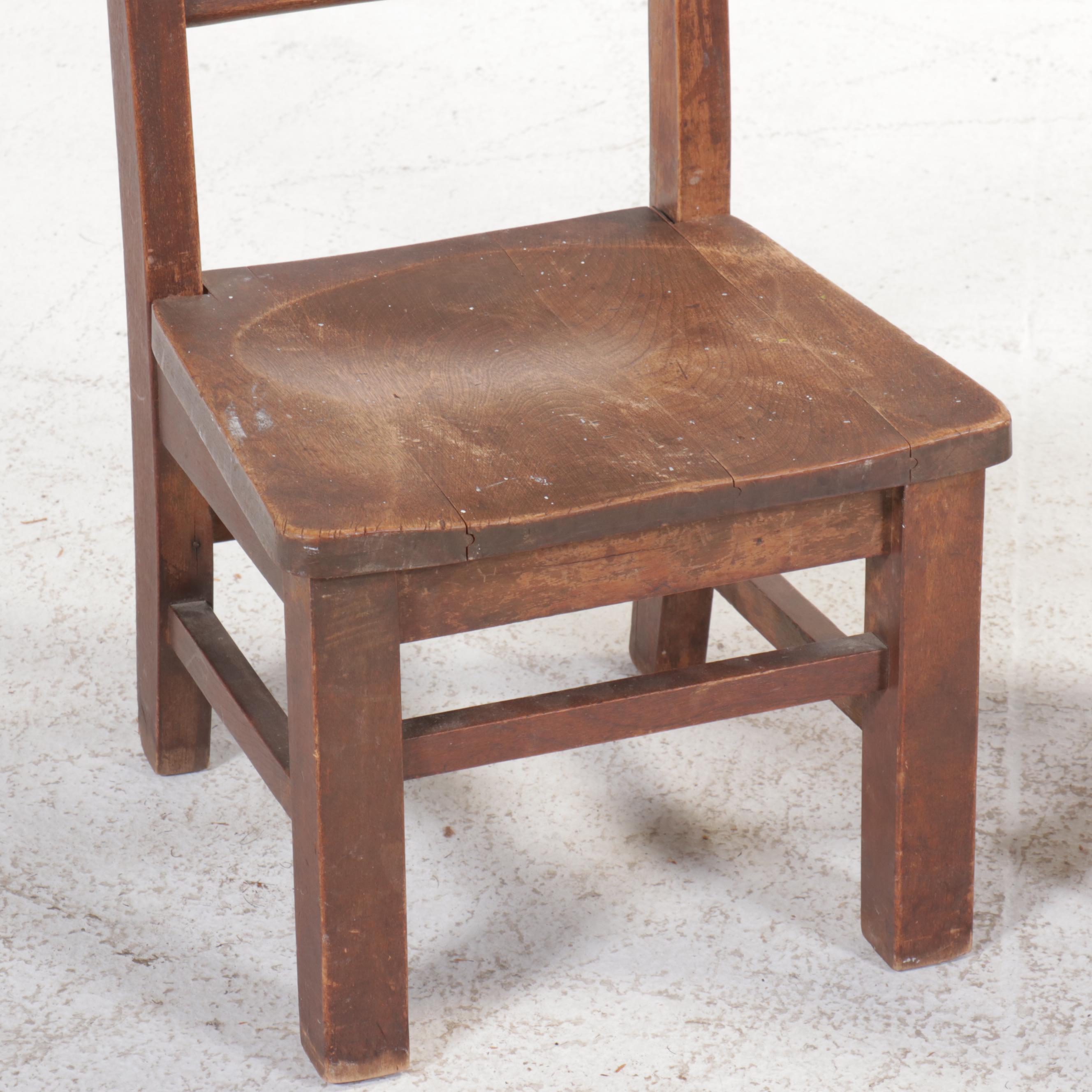 Paris Mfg. Co. and Other Children's Oak & Walnut Chairs with Side Table