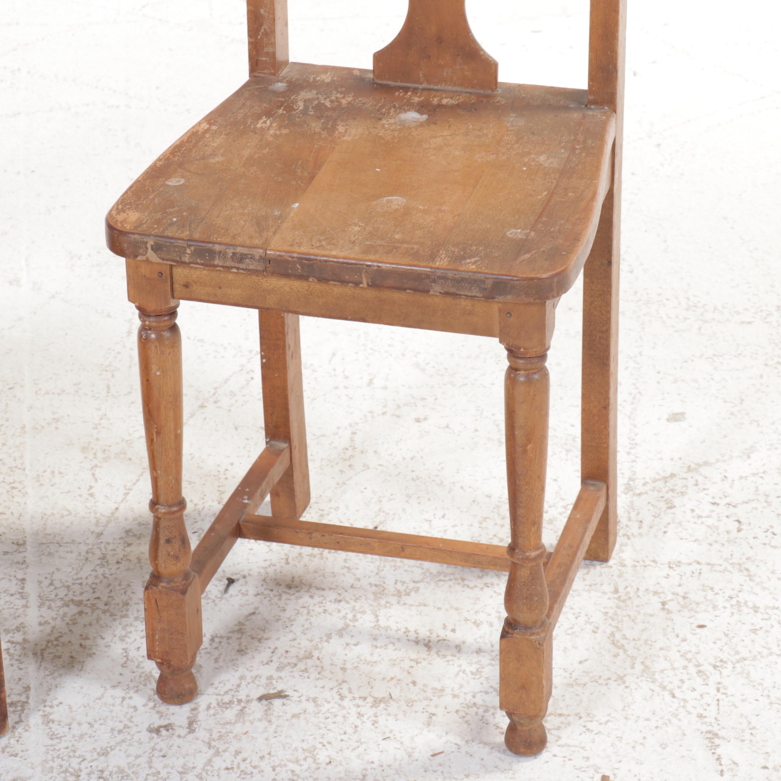 Paris Mfg. Co. and Other Children's Oak & Walnut Chairs with Side Table
