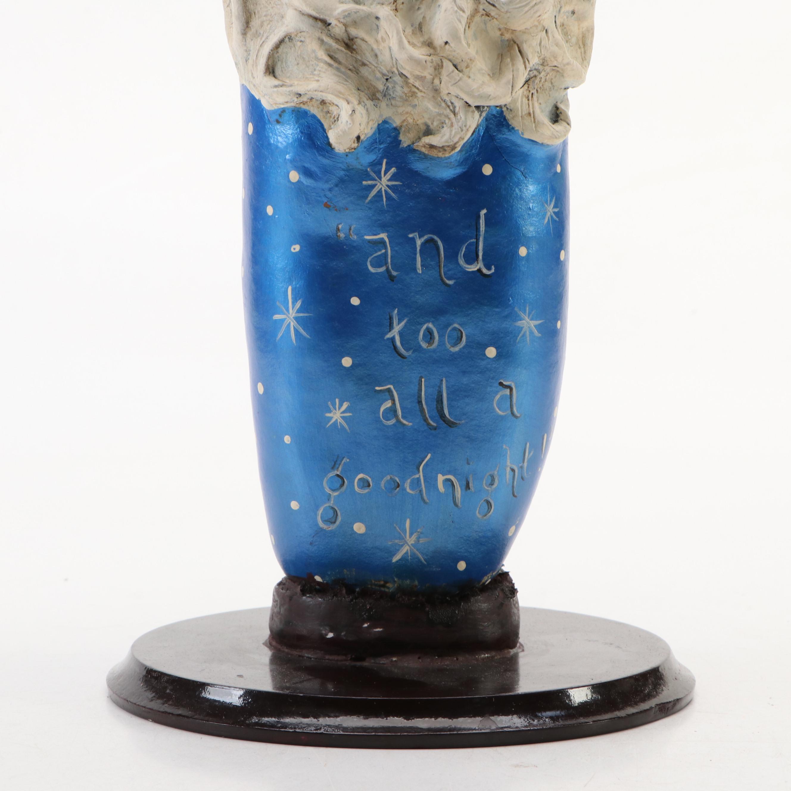 American Folk Art Style Painted Gourd and Papier-Mache Santa Sculpture