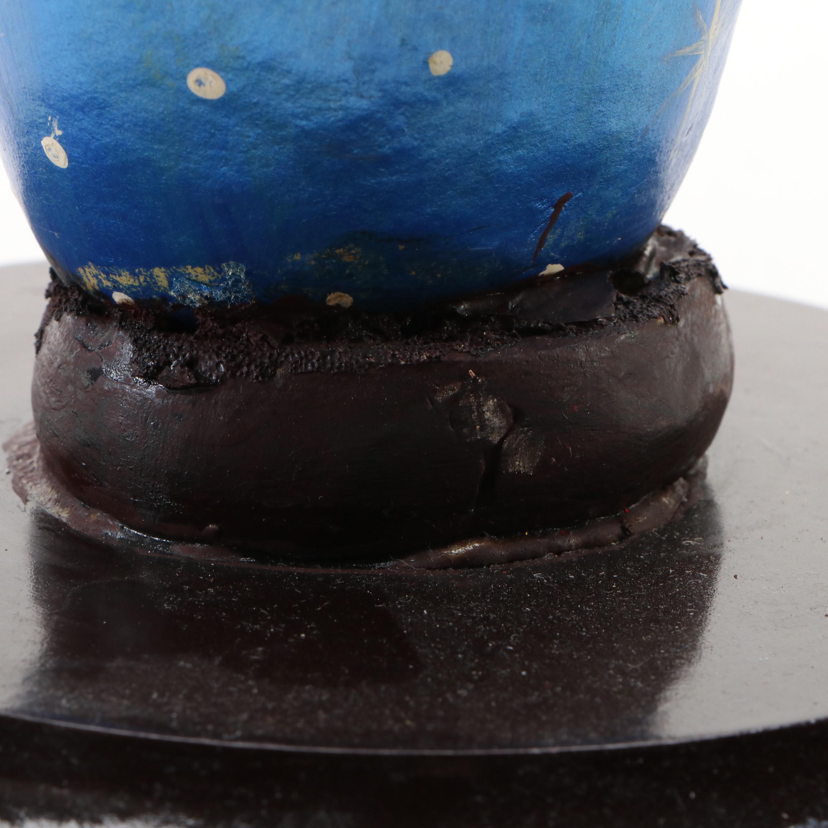 American Folk Art Style Painted Gourd and Papier-Mache Santa Sculpture