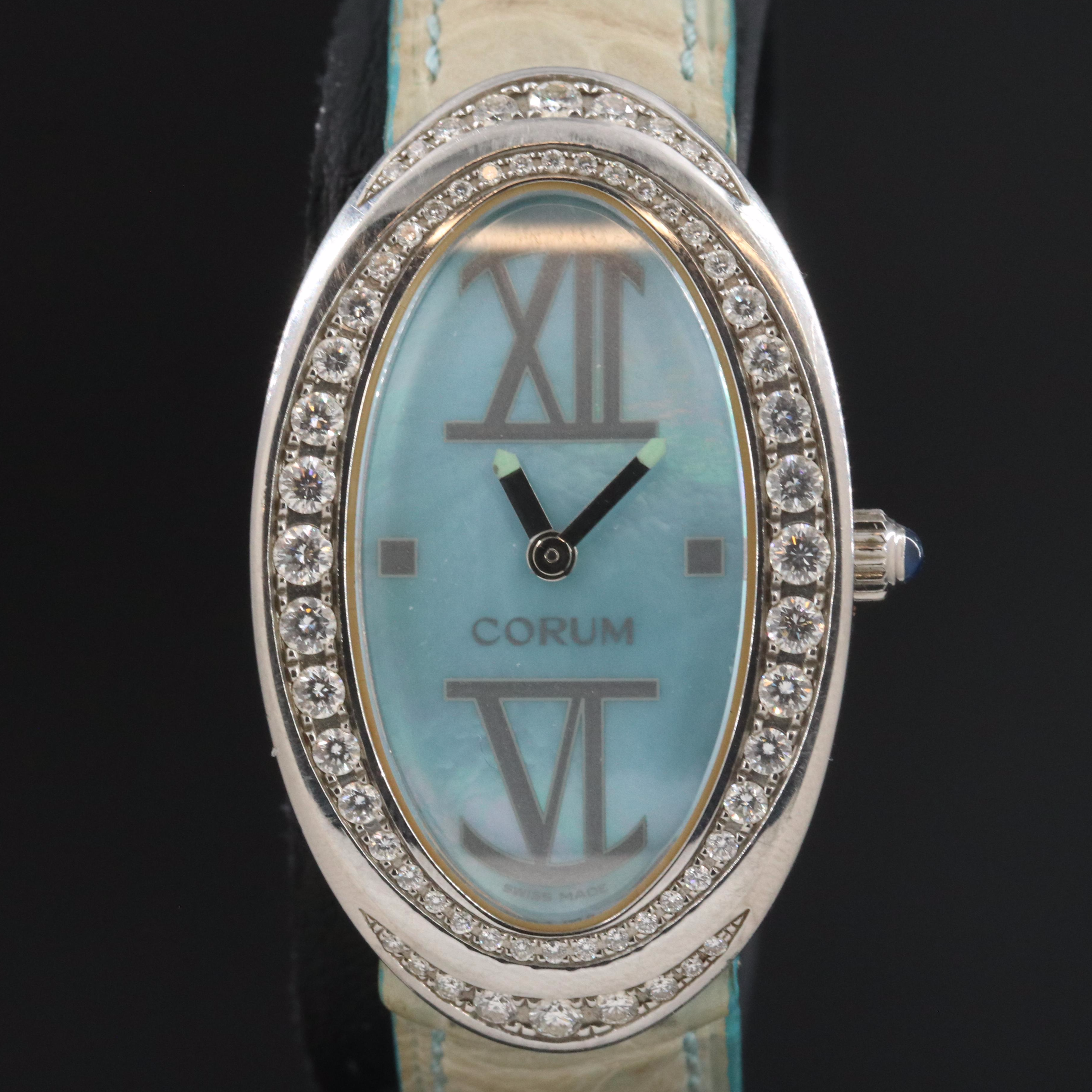 Corum Ovale 1.96 CTW Diamond & Mother-of-Pearl 24x40mm Quartz Watch 137.410.47