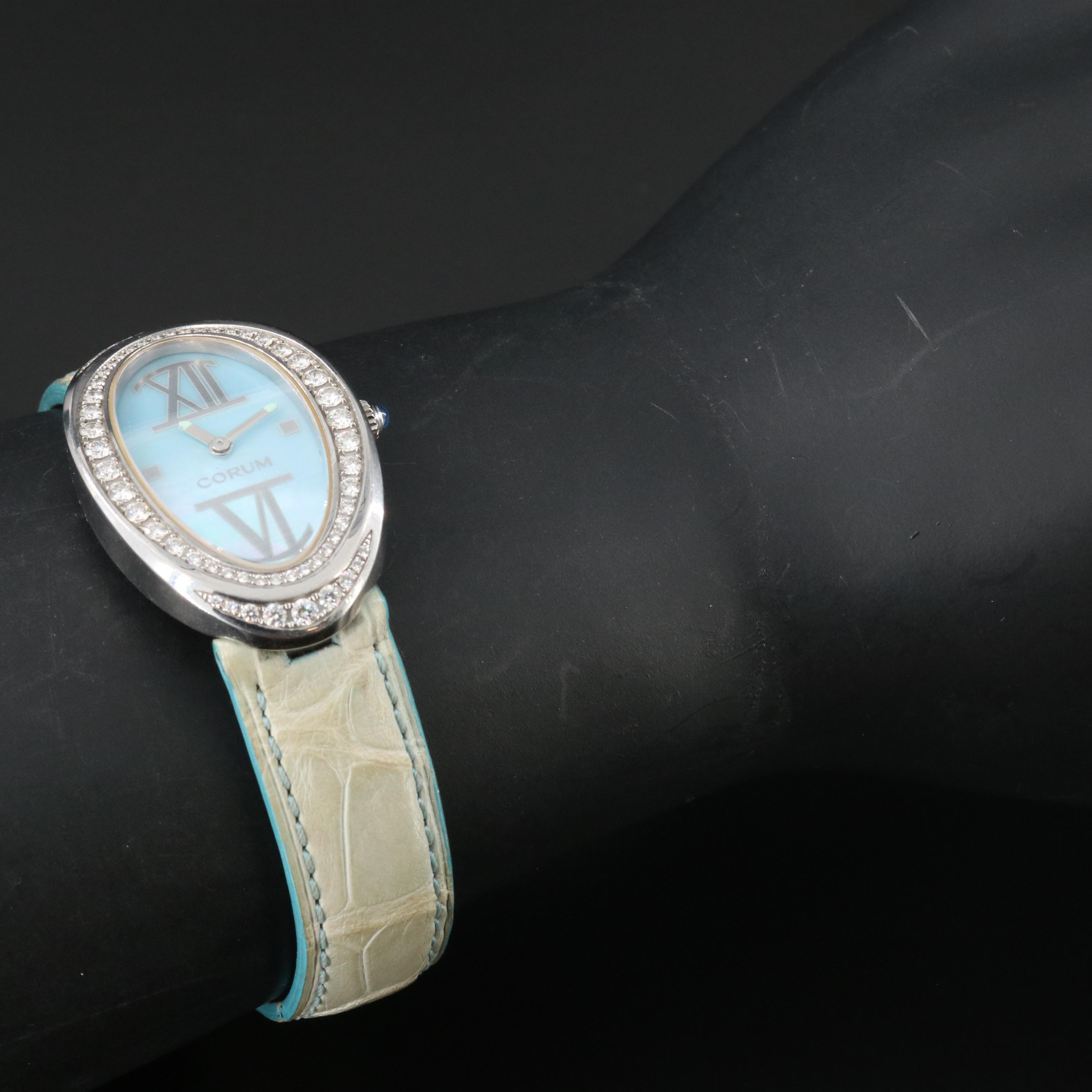 Corum Ovale 1.96 CTW Diamond & Mother-of-Pearl 24x40mm Quartz Watch 137.410.47