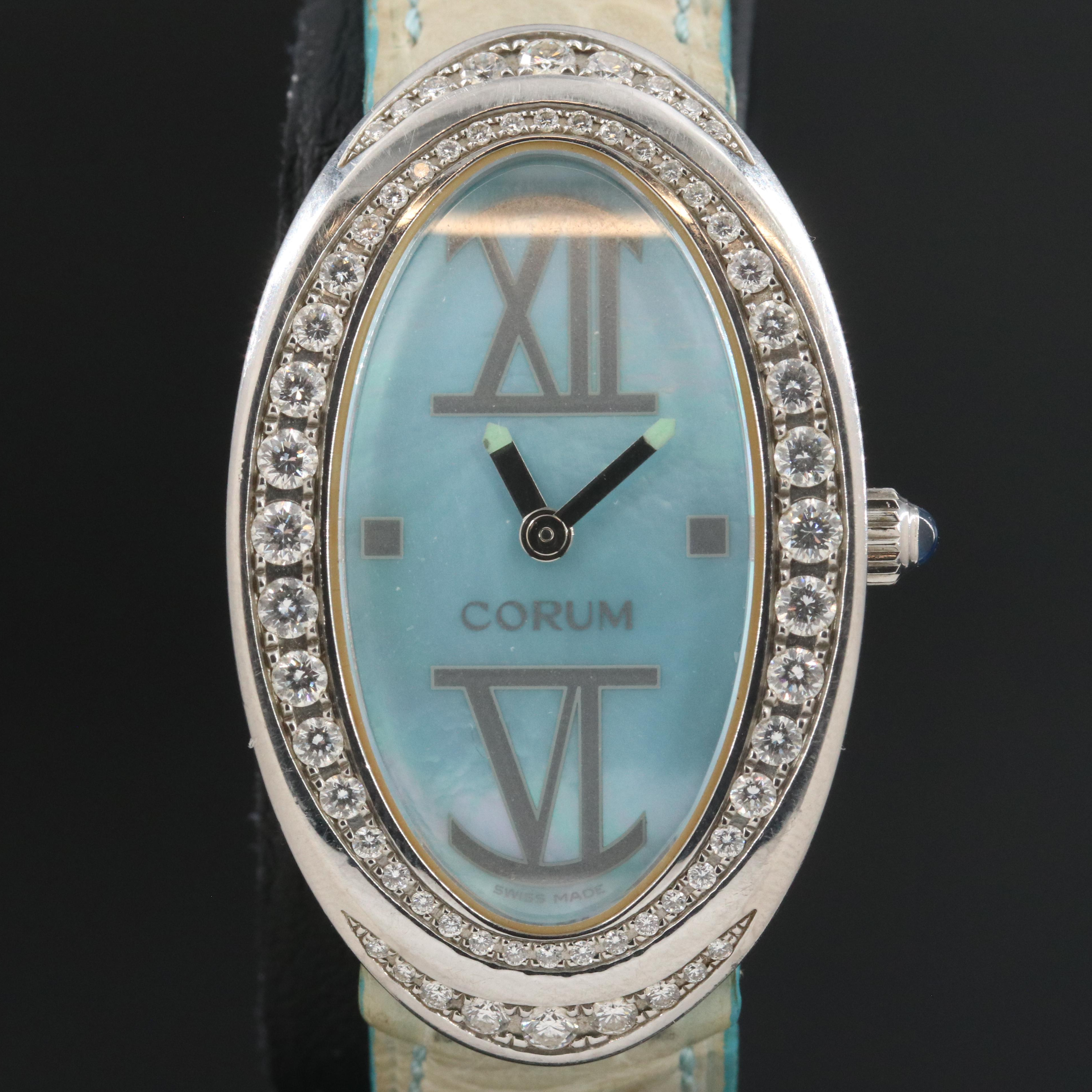 Corum Ovale 1.96 CTW Diamond & Mother-of-Pearl 24x40mm Quartz Watch 137.410.47