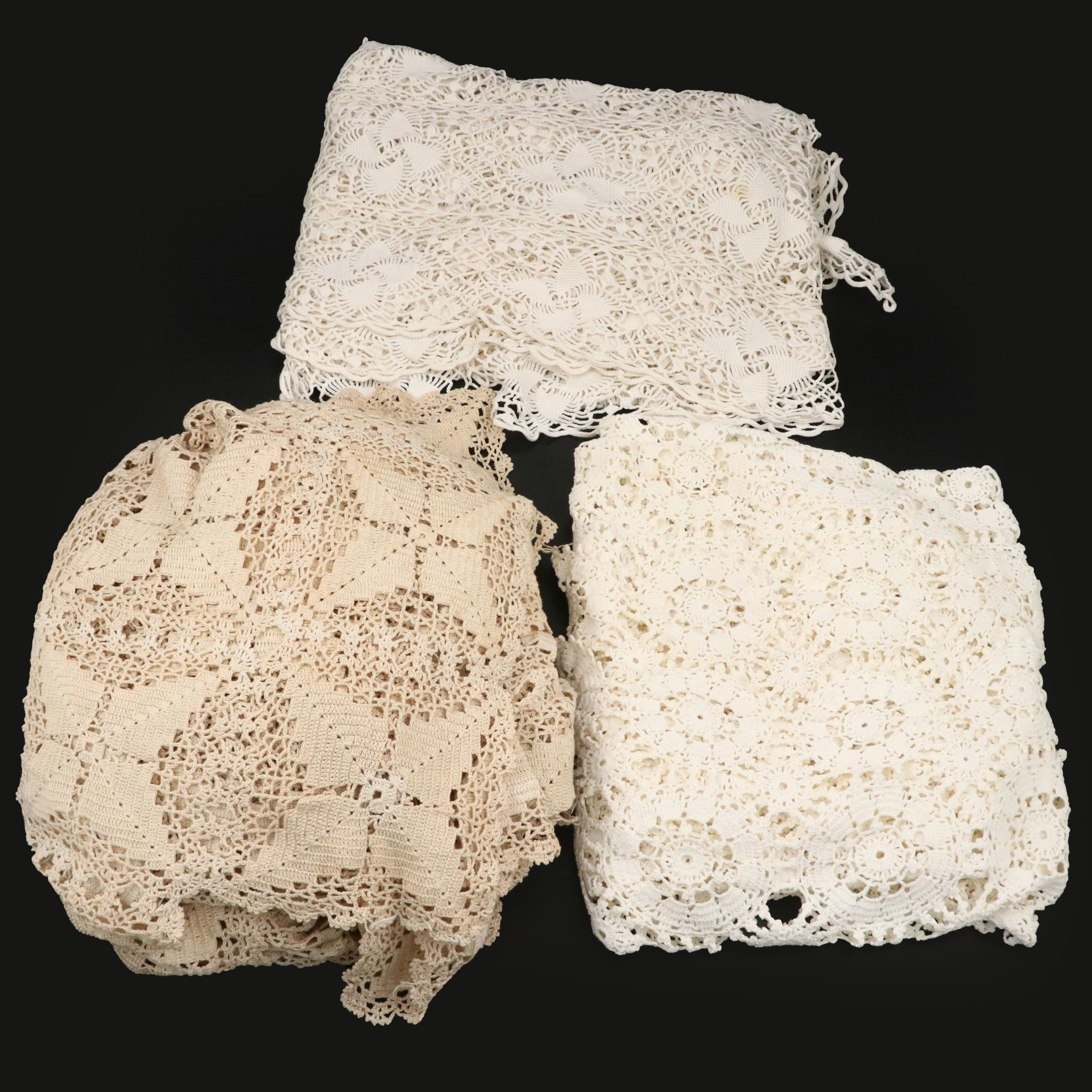 Victorian Style Crochet Table Linens, 20th Century
