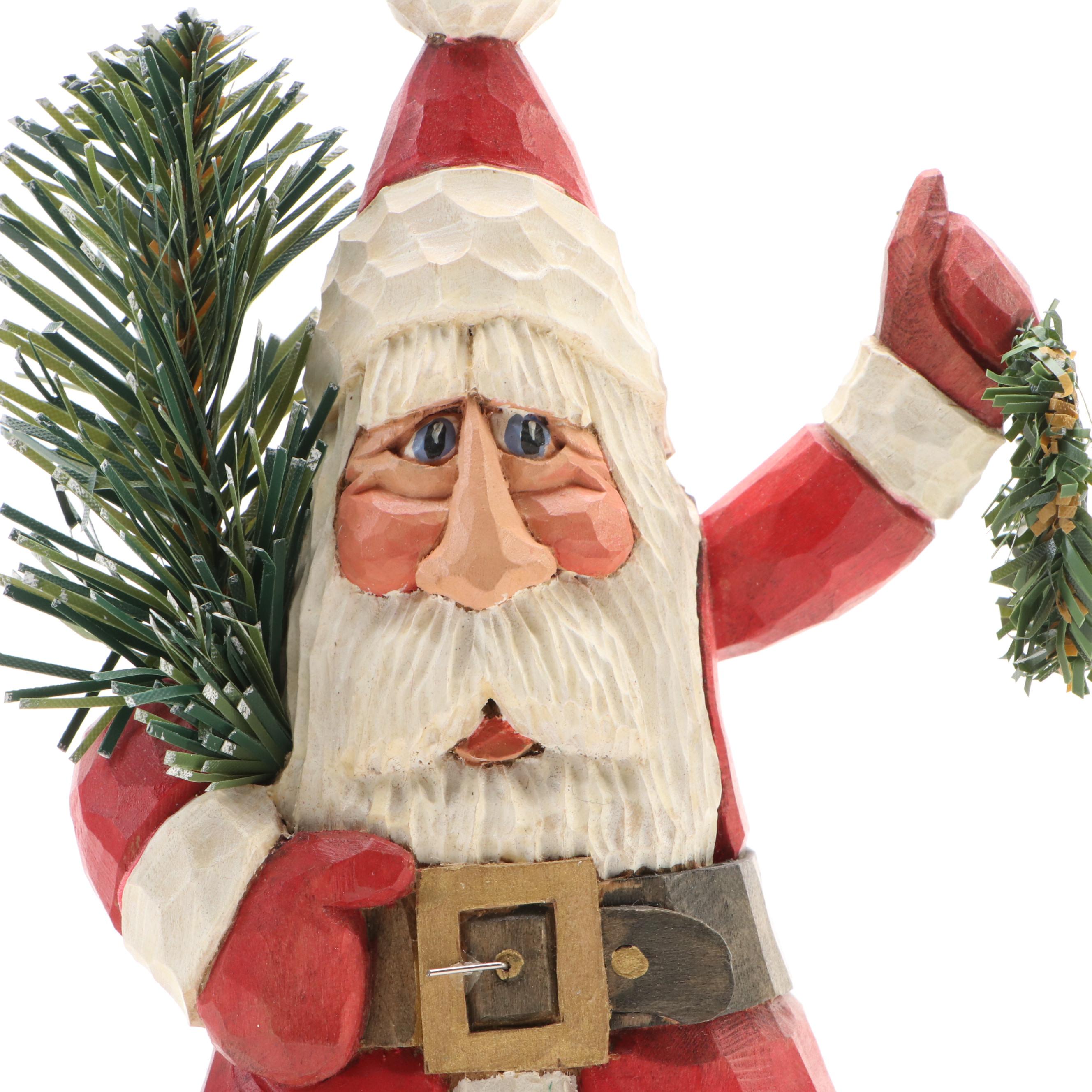 Al Streetman Folk Art Wooden Carved Santa