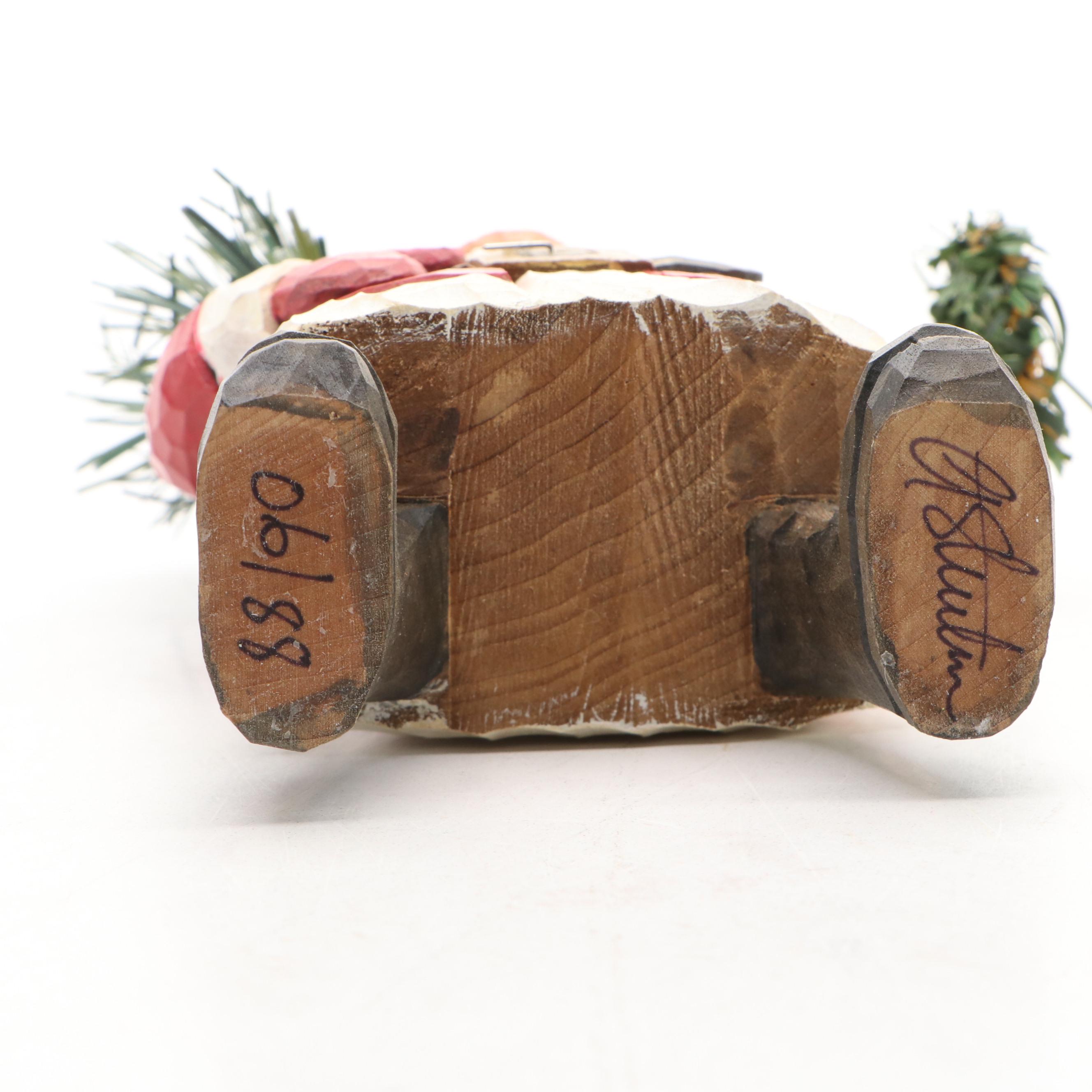 Al Streetman Folk Art Wooden Carved Santa