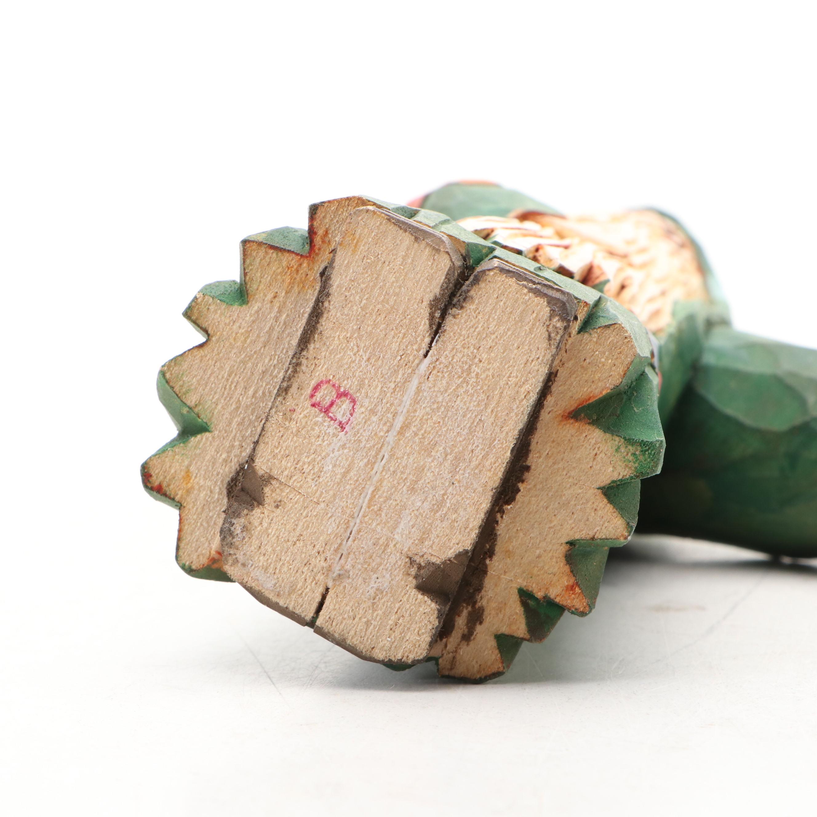 Ron Ransom Polychrome Carved Wood Santa Figurine, 1993