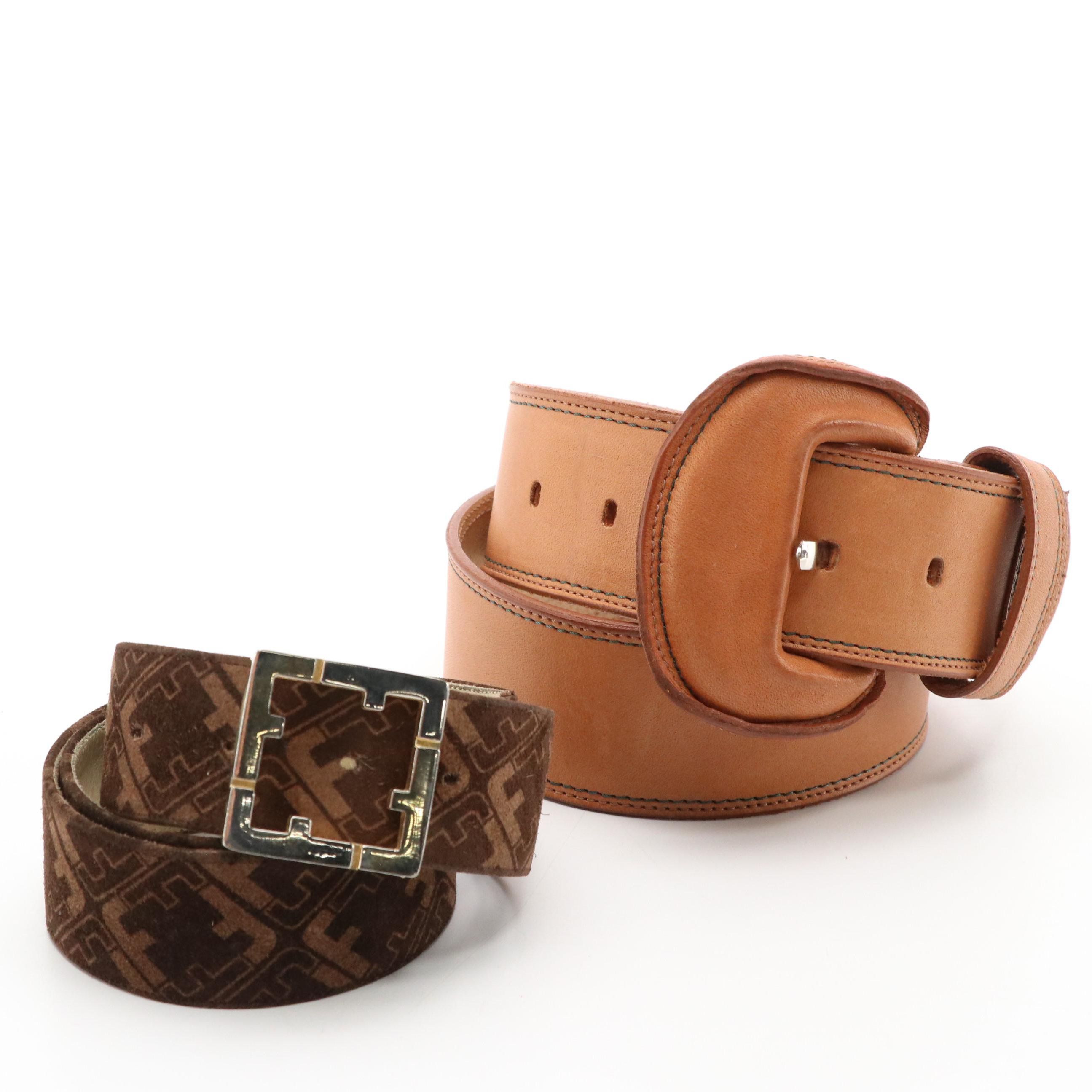 Salvatore Ferragamo Monogram Logo Suede Belt, Catherine Dial Easley Leather Belt