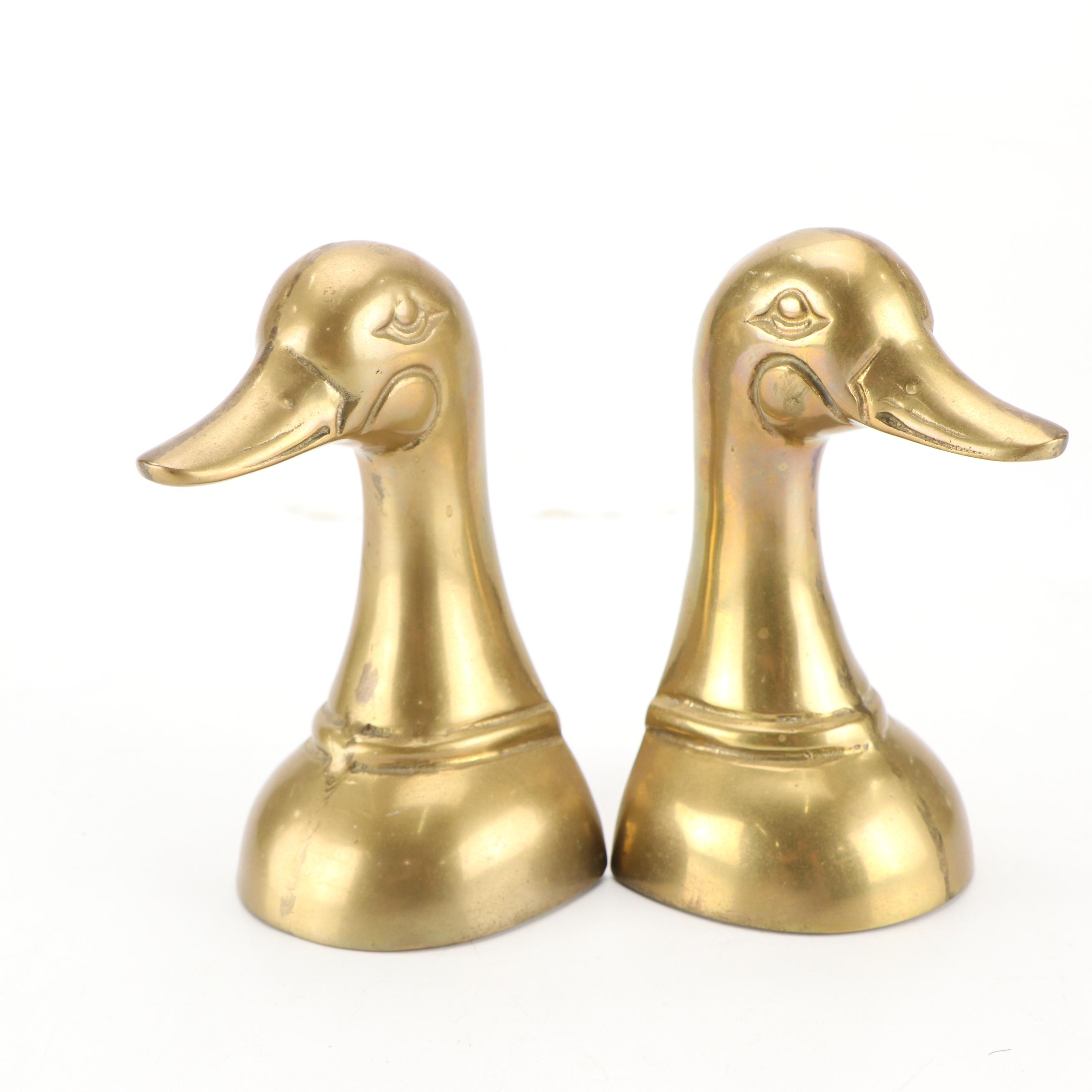 Handcrafted "Green Wing Teal" Duck Decoy with Brass Duck Office Accessories