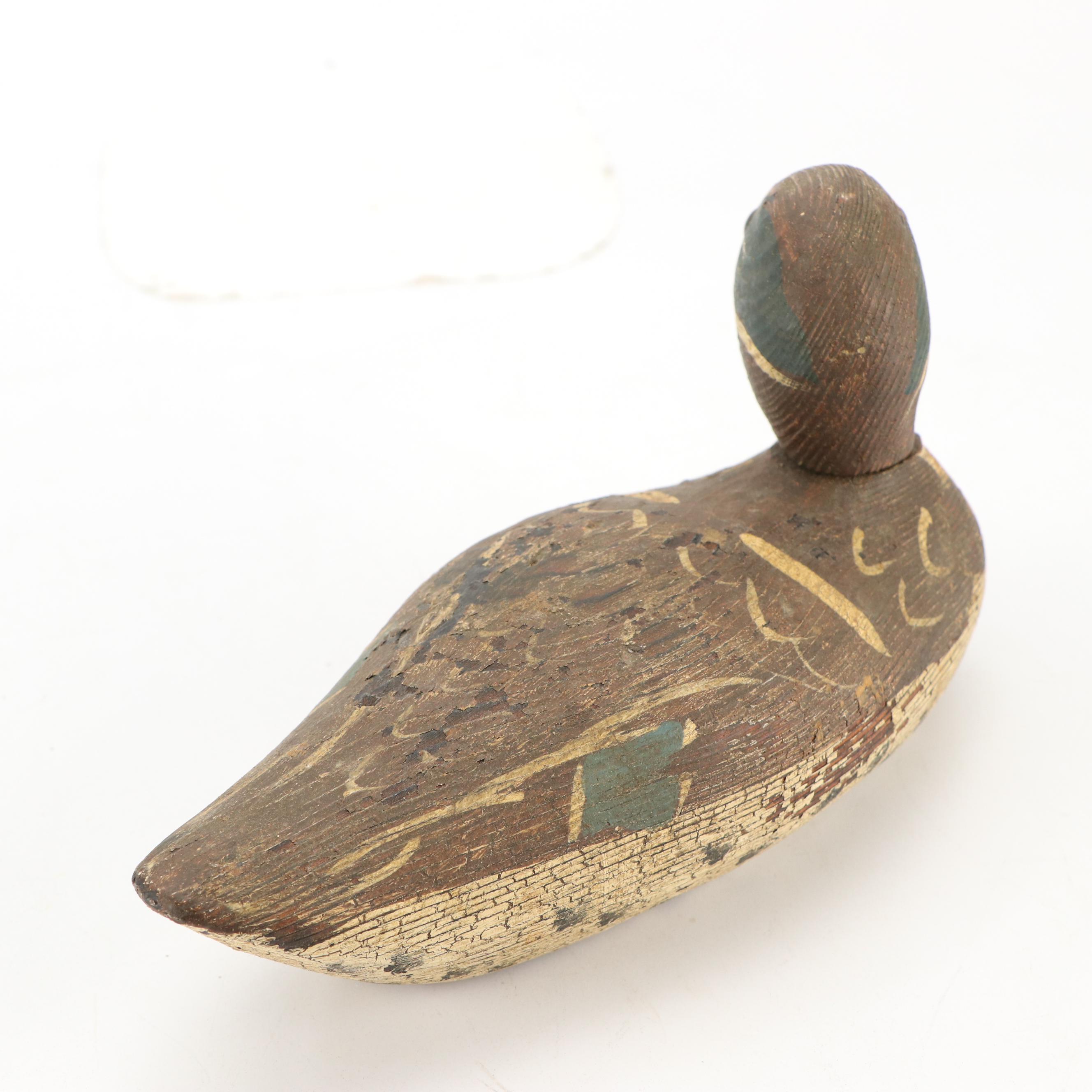 Handcrafted "Green Wing Teal" Duck Decoy with Brass Duck Office Accessories