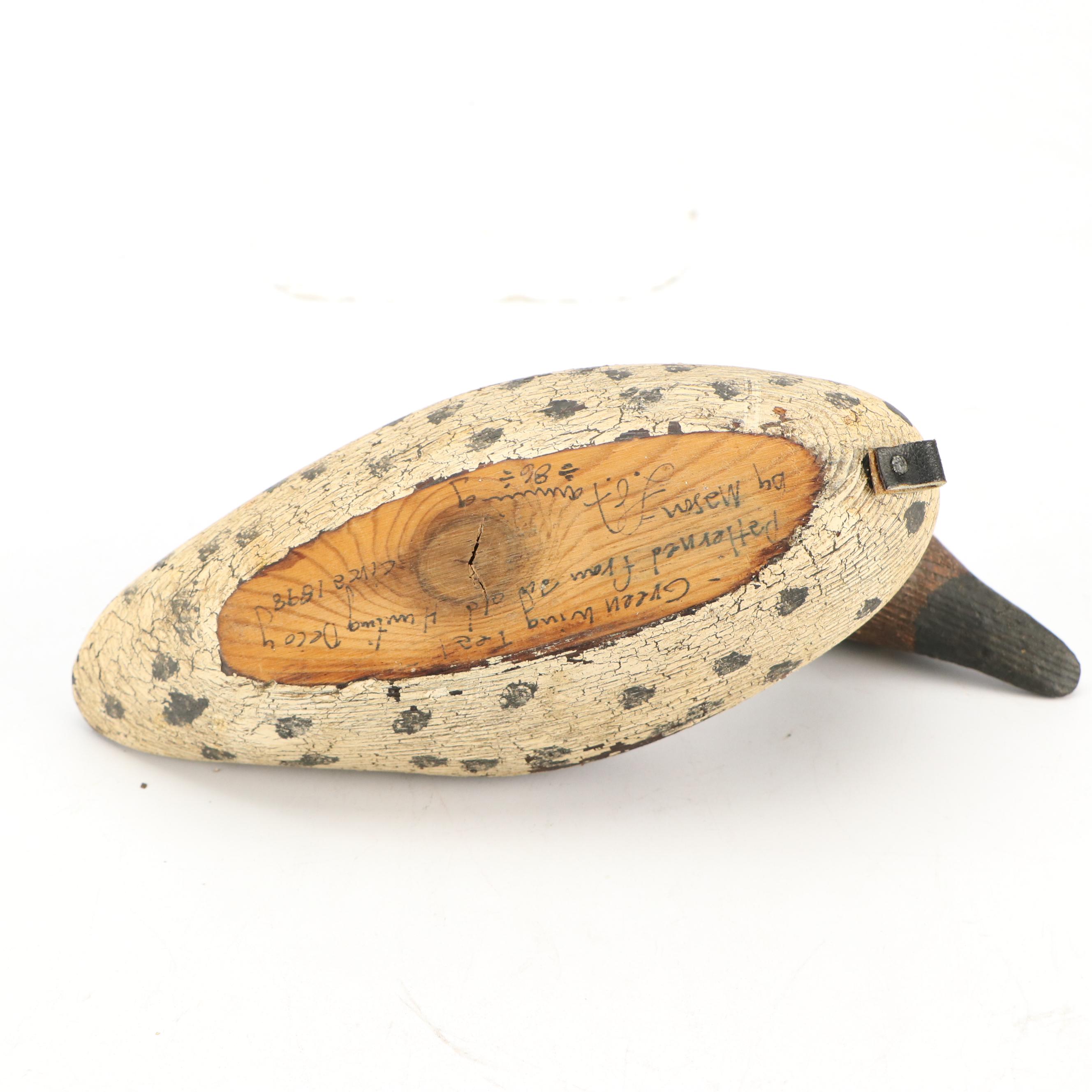 Handcrafted "Green Wing Teal" Duck Decoy with Brass Duck Office Accessories