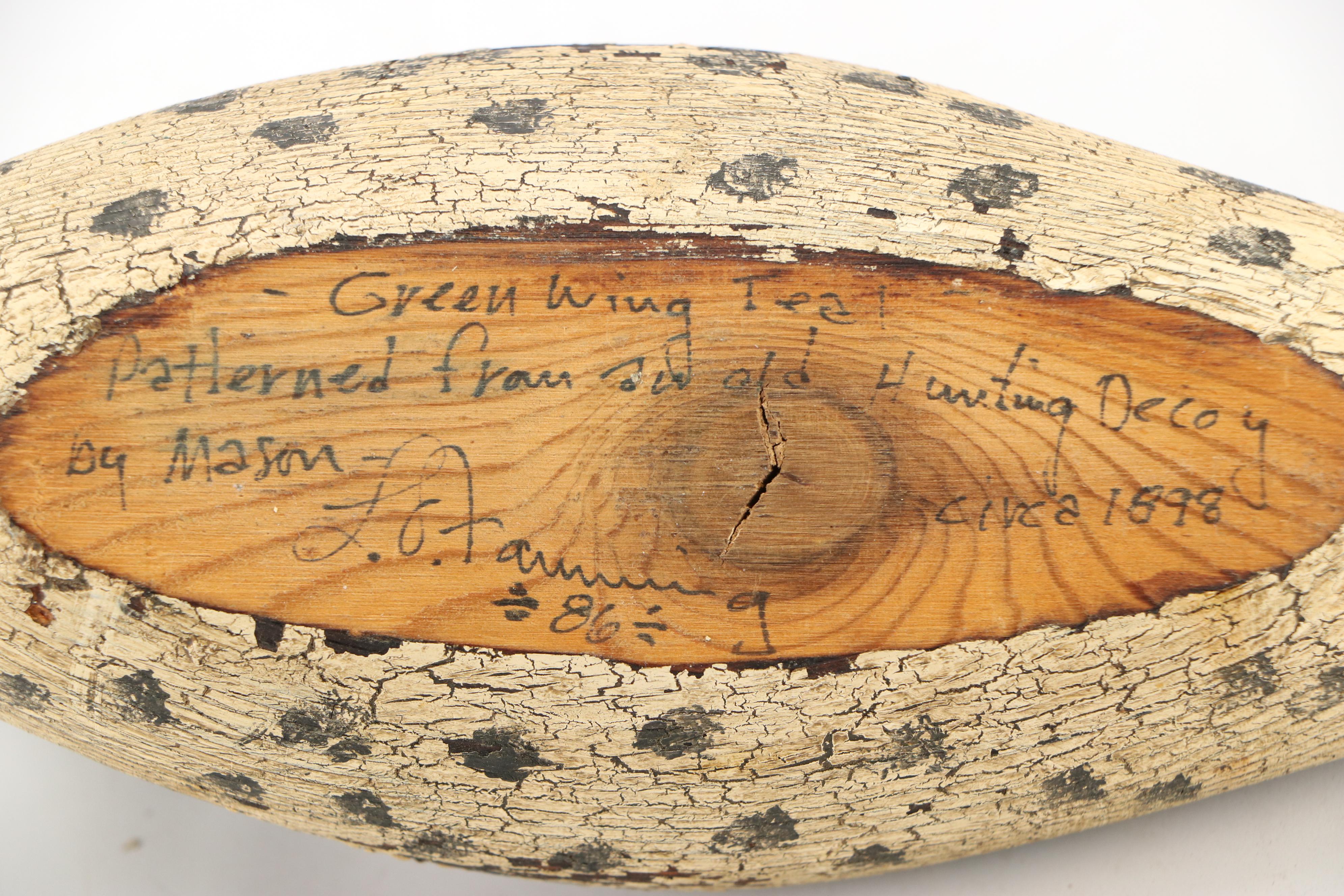 Handcrafted "Green Wing Teal" Duck Decoy with Brass Duck Office Accessories