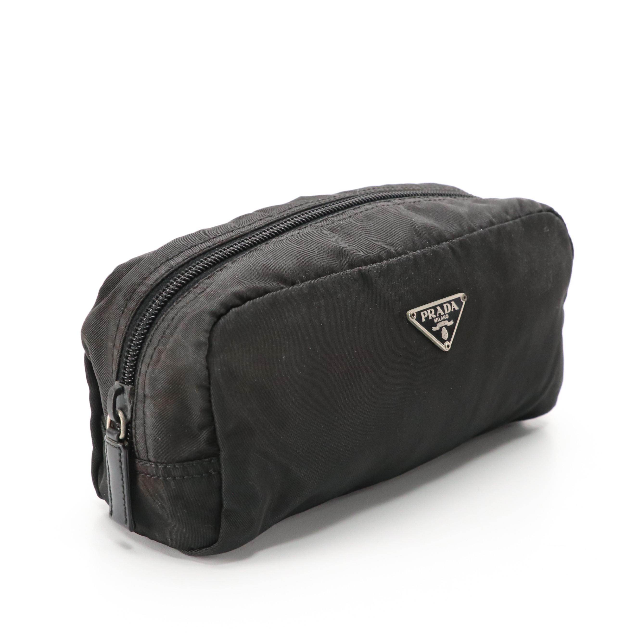Prada Black Tessuto Nylon Zip Pouch