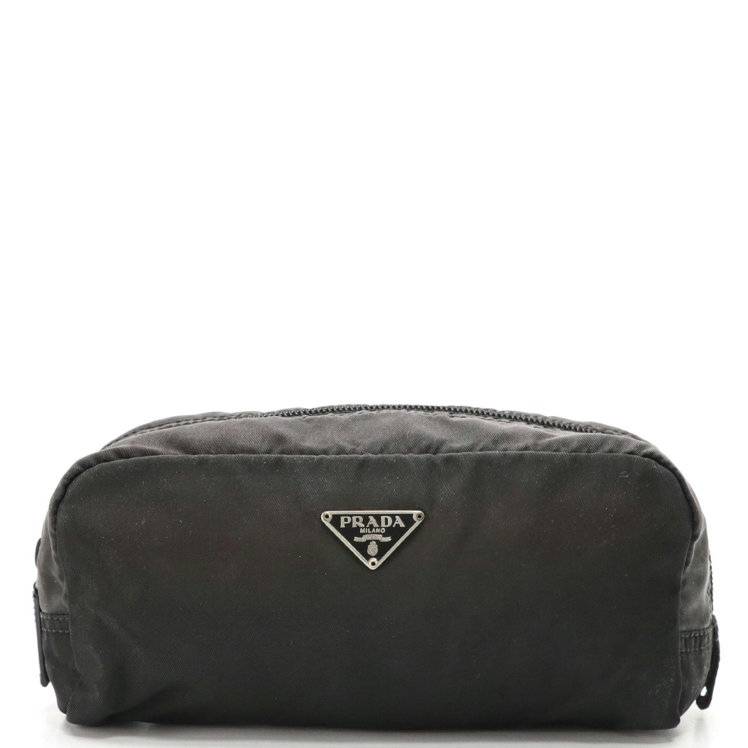 Prada Black Tessuto Nylon Zip Pouch