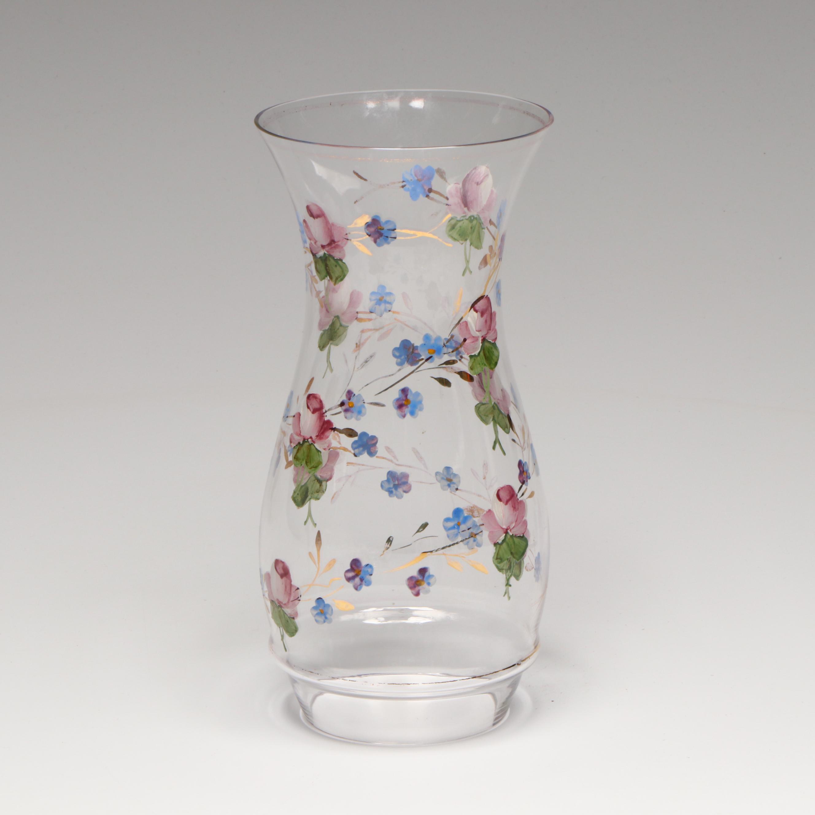 Heisey Glass "Charlton Roses" Decorated "Lariat" Hurricanes and More