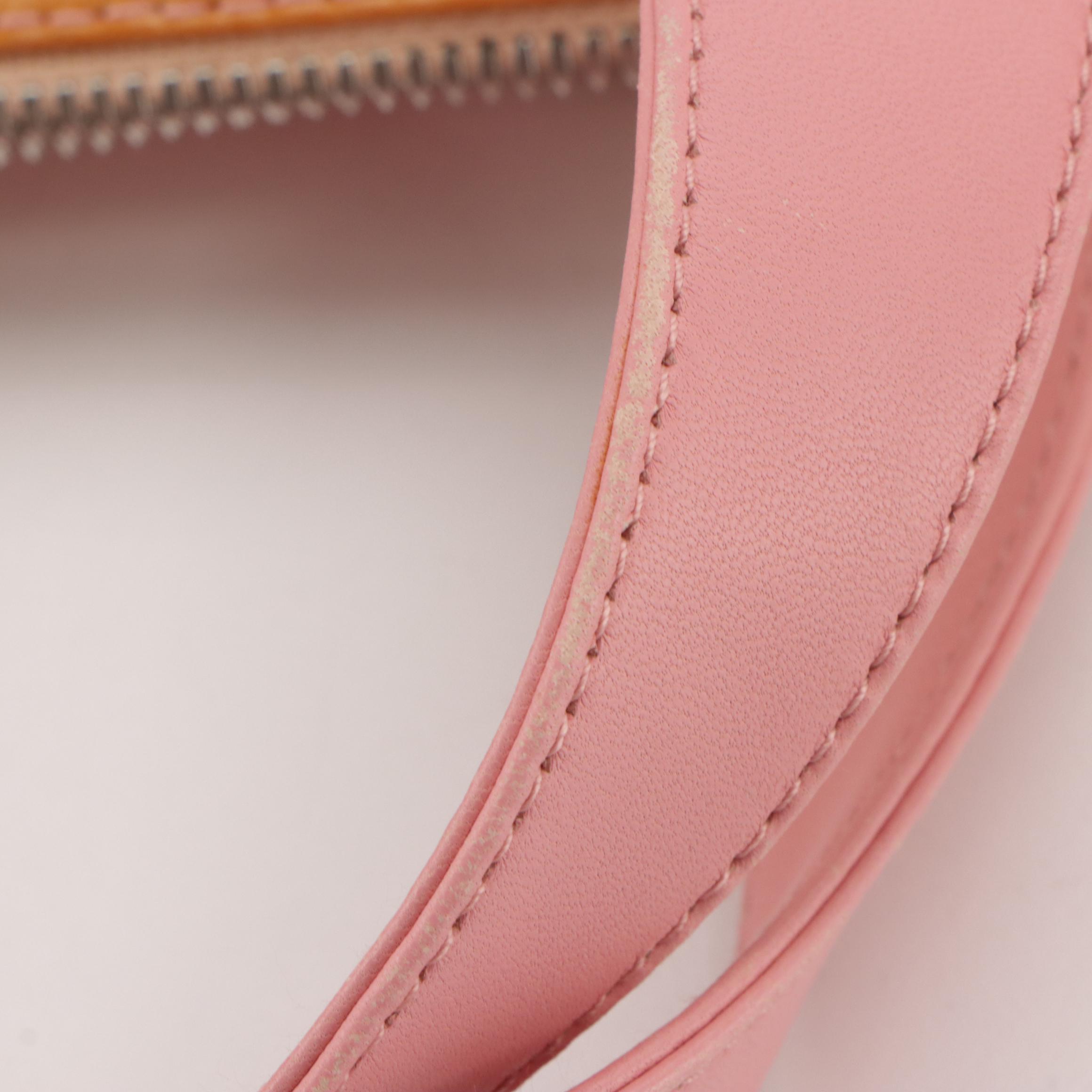 Loewe Top Handle Boston Bag in Blush Pink Leather and Tan Patent Leather Trim