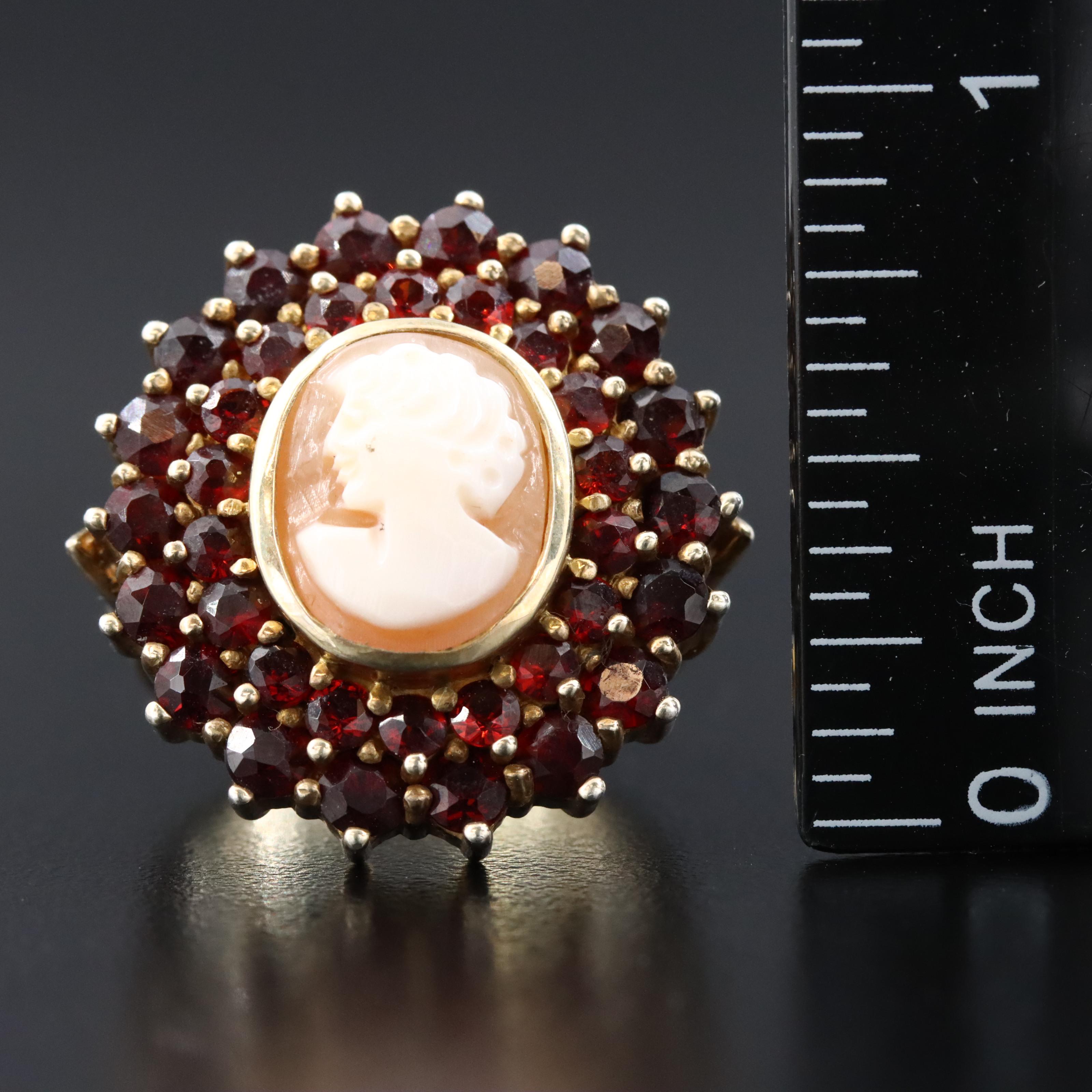 Sterling Shell and Garnet Ring