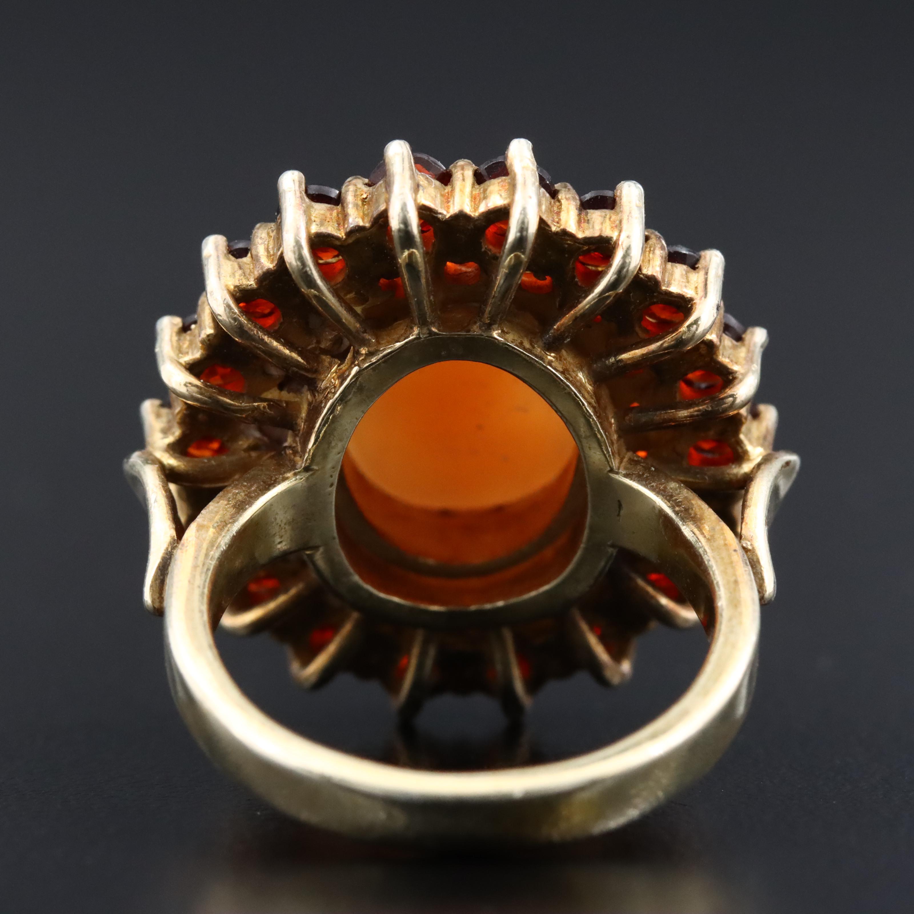 Sterling Shell and Garnet Ring