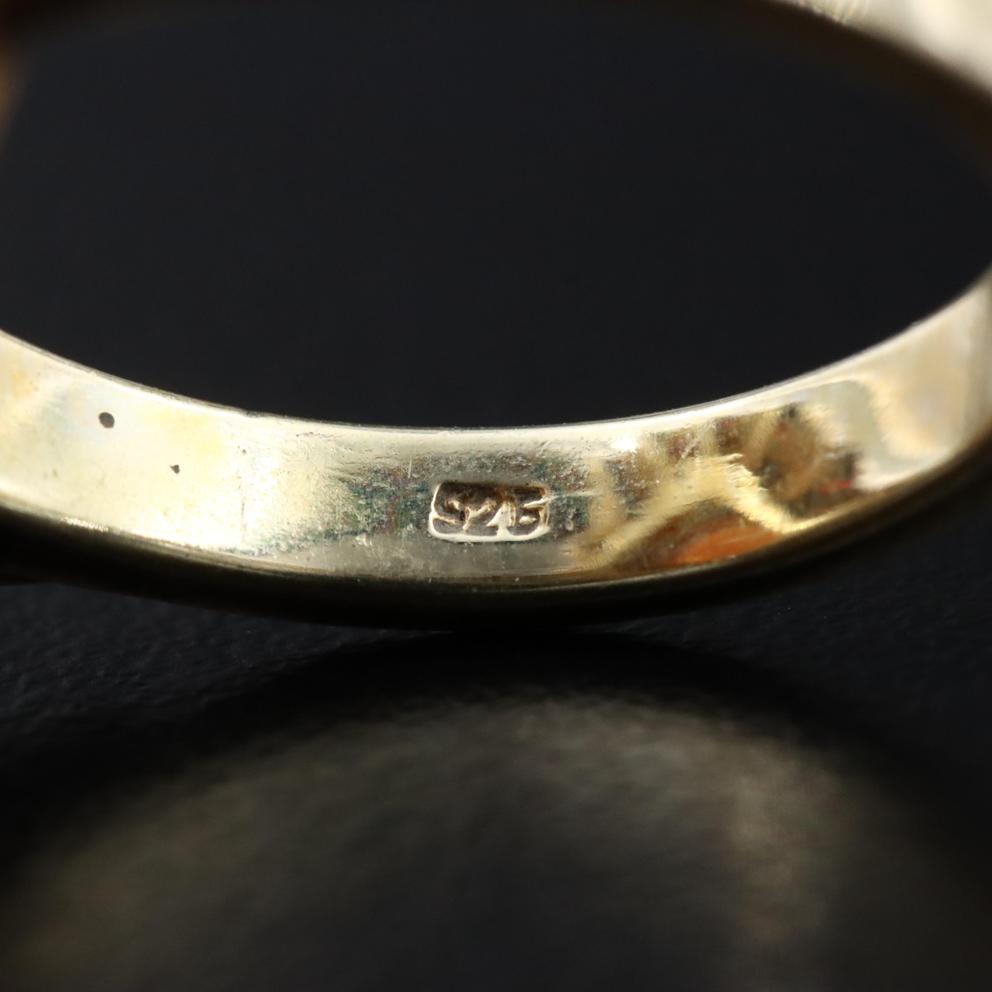 Sterling Shell and Garnet Ring