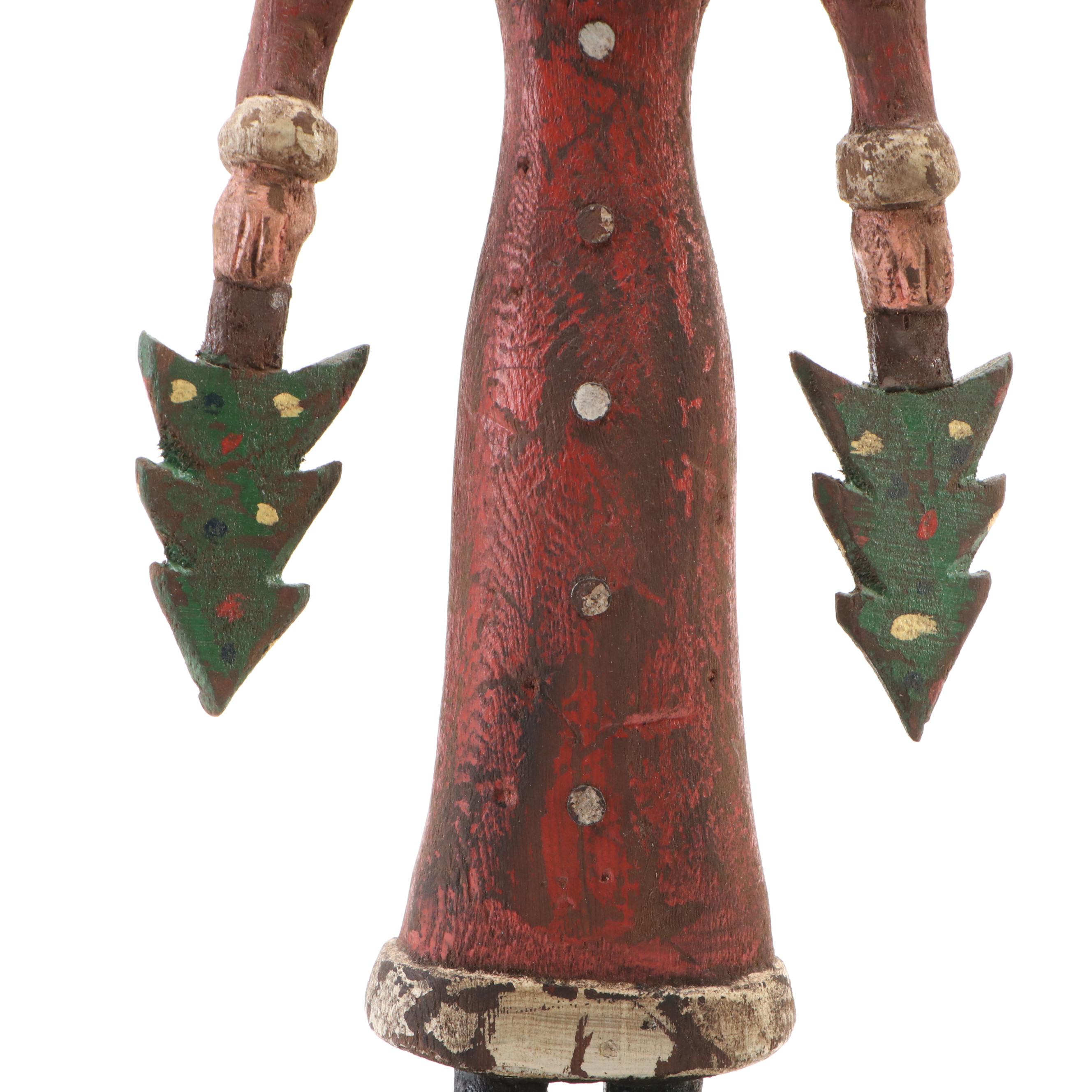 Artist Signed American Folk Art Polychrome Carved Wood Santa Figurine