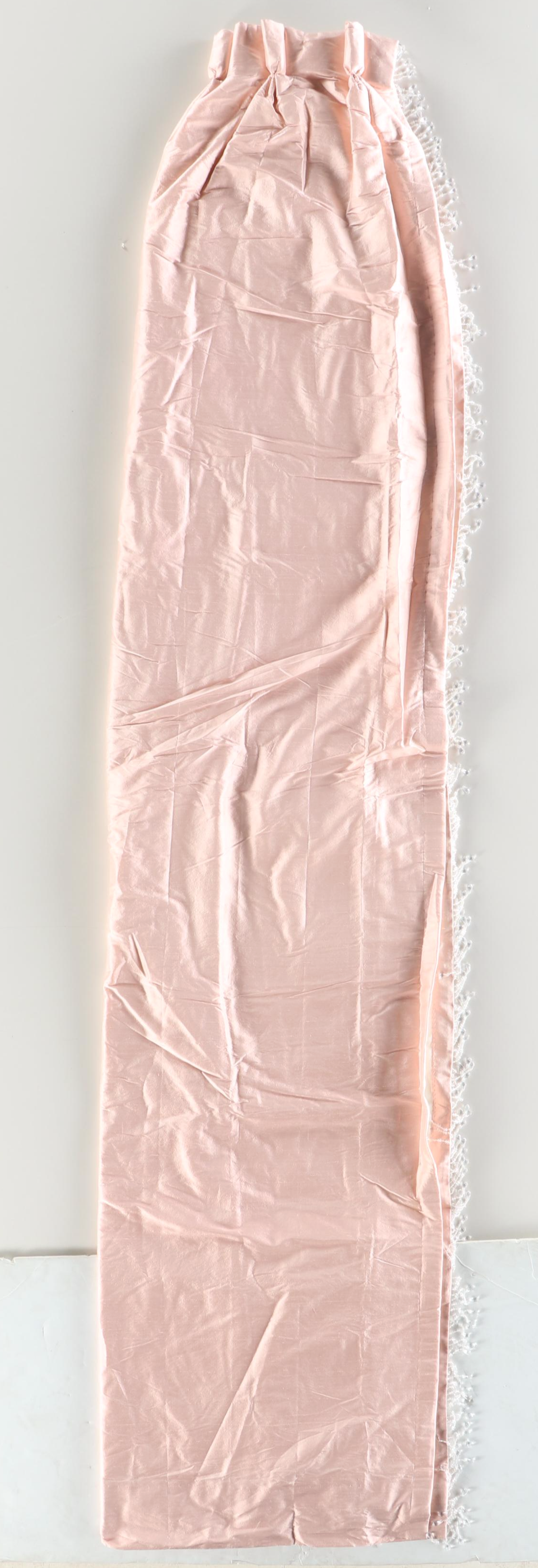 Pink Silk Drapes with Pink and White Stripe Silk Pillows