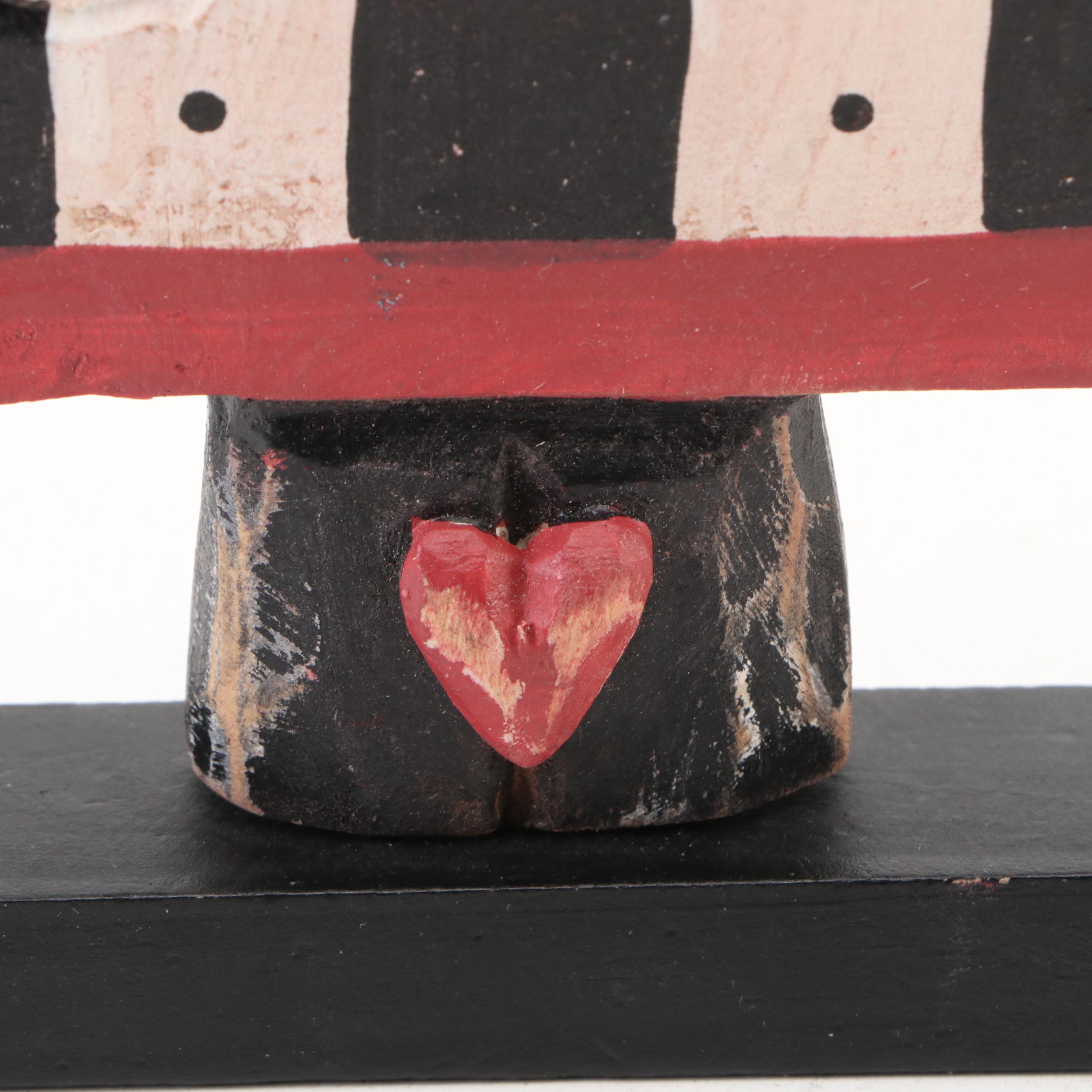 Ilona Steelhammer Folk Art Style Wooden Santa Figurine