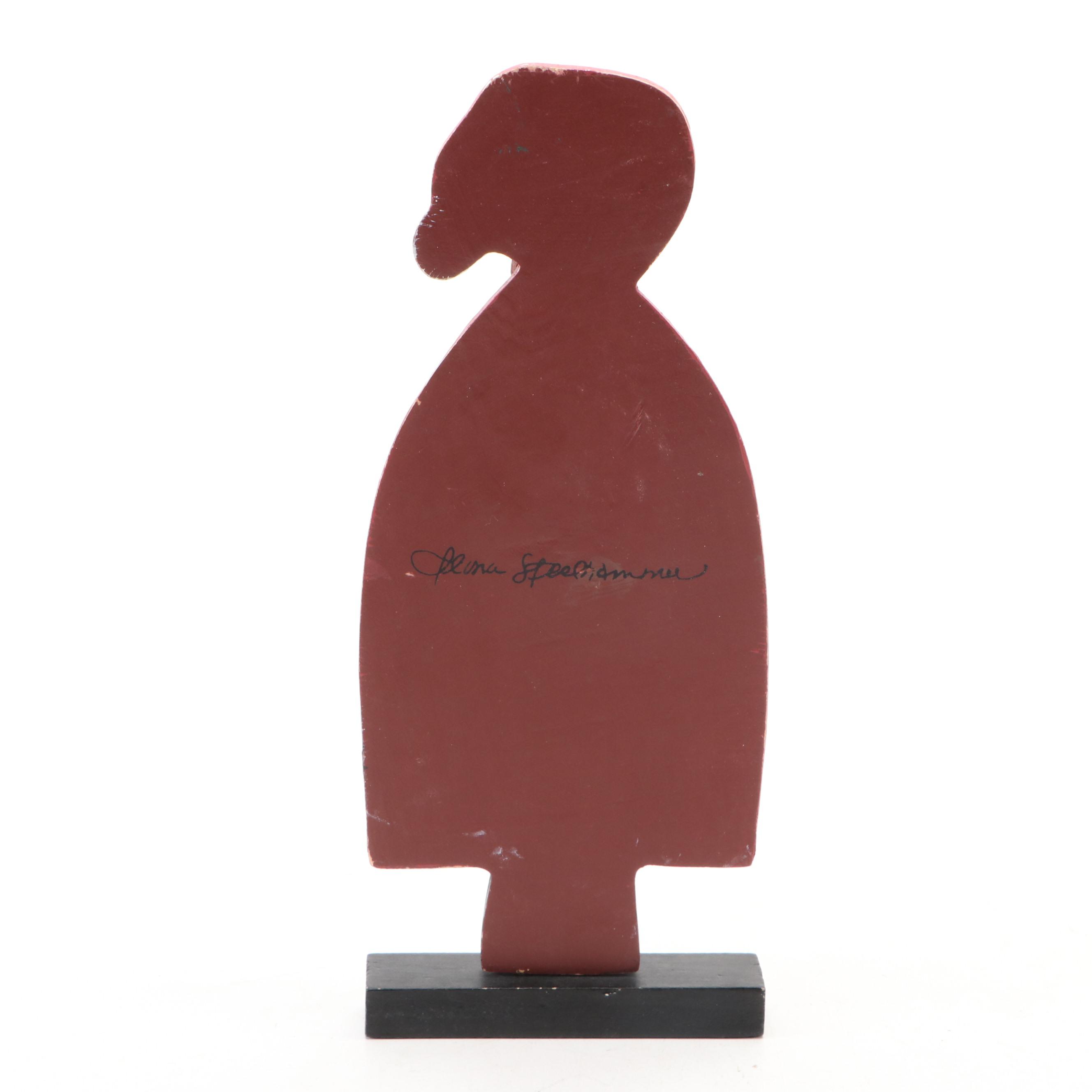 Ilona Steelhammer Folk Art Style Wooden Santa Figurine