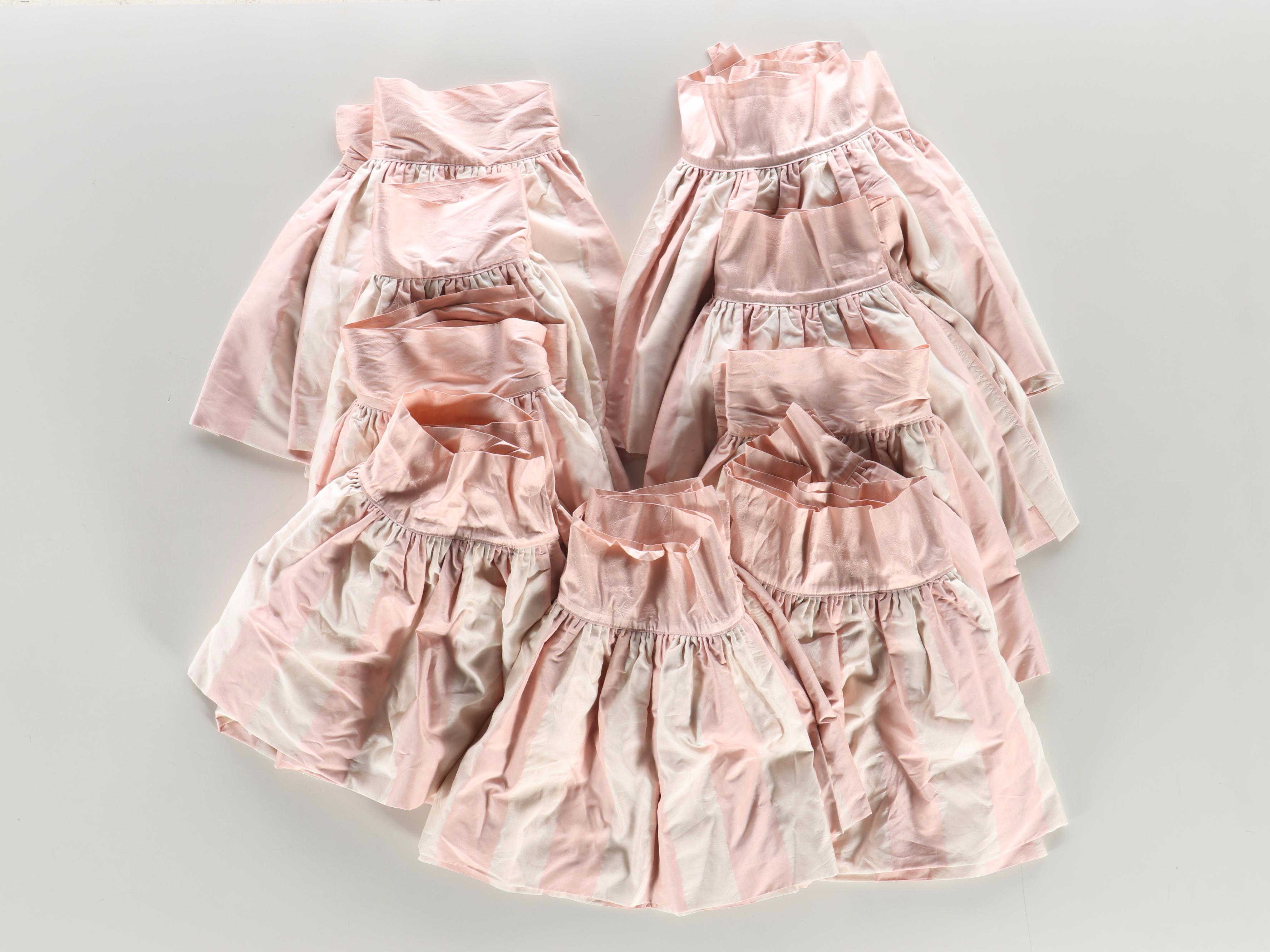 Pink Silk Drapes with Pink and White Stripe Silk Pillows