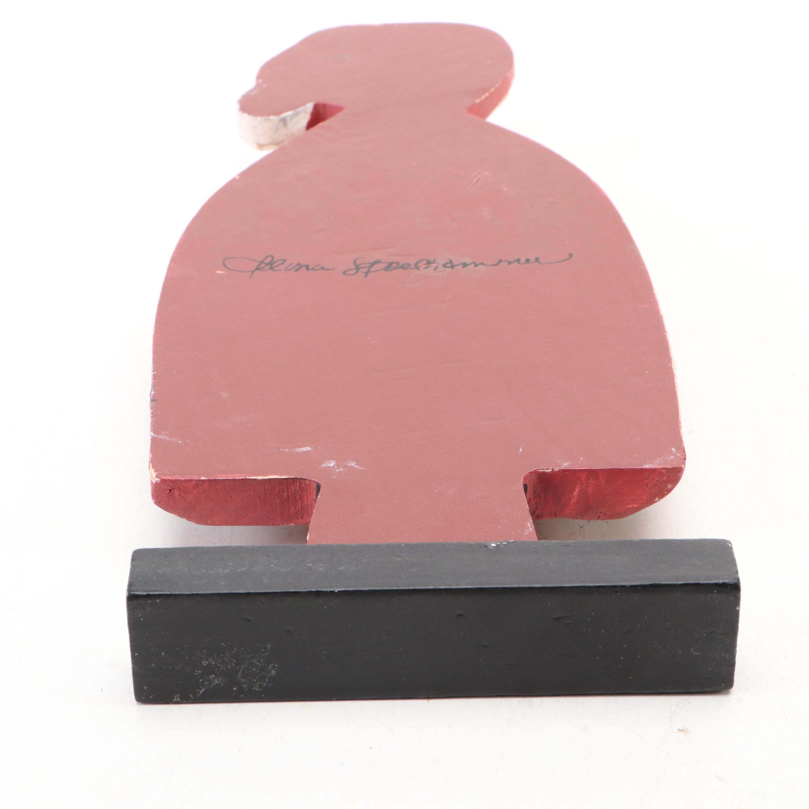 Ilona Steelhammer Folk Art Style Wooden Santa Figurine