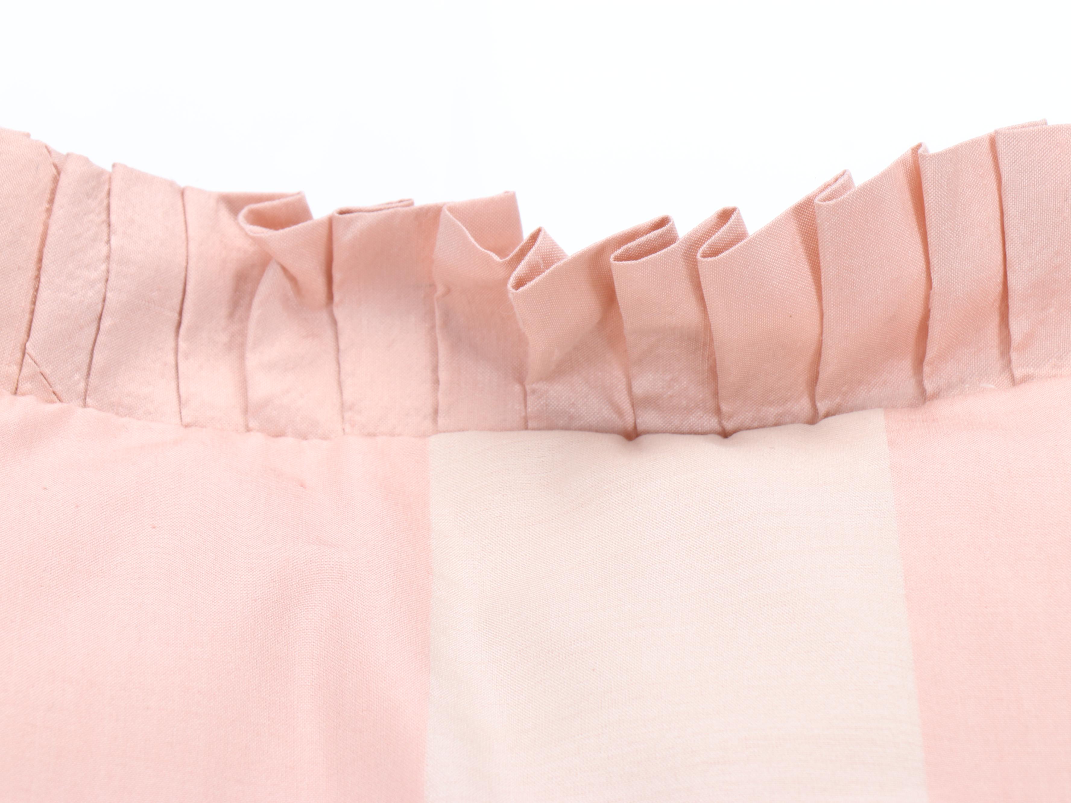 Pink Silk Drapes with Pink and White Stripe Silk Pillows