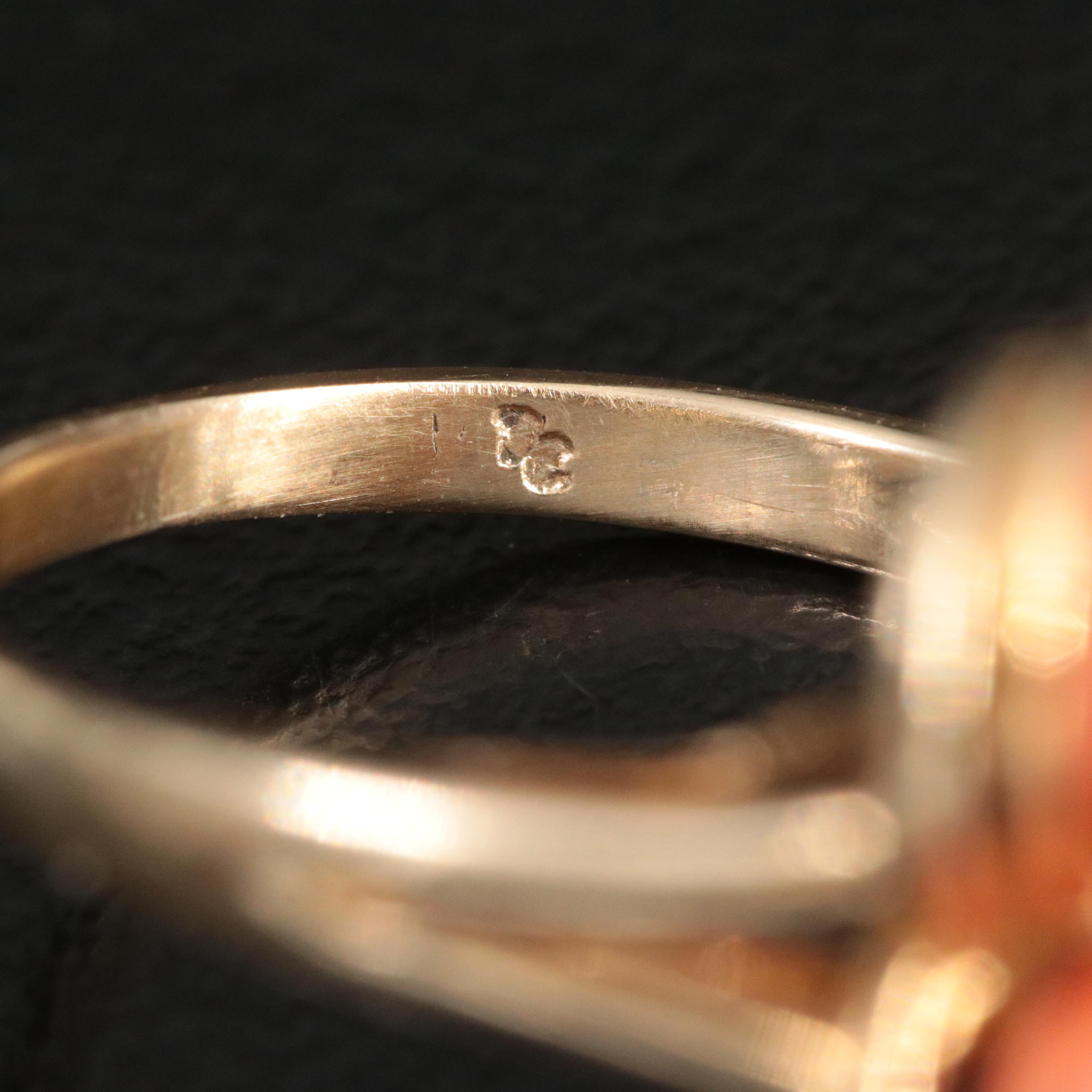 14K Coral and Diamond Ring