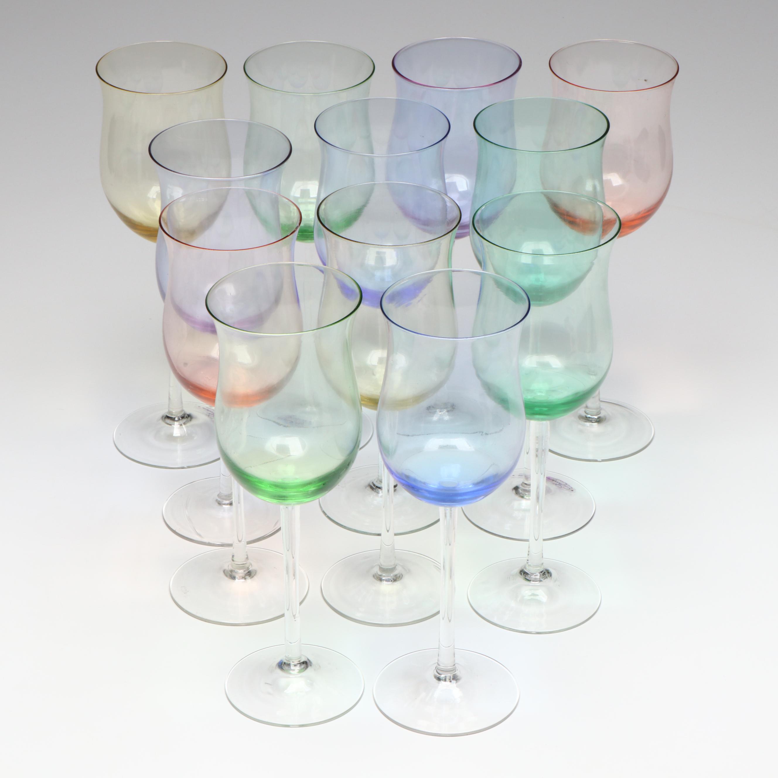 Spectrum Hand Blown Crystal Multicolored Tulip Wine Glasses
