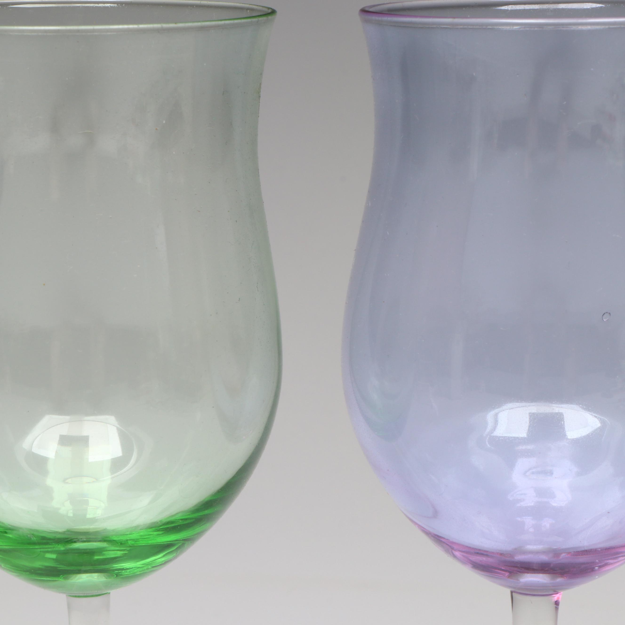 Spectrum Hand Blown Crystal Multicolored Tulip Wine Glasses