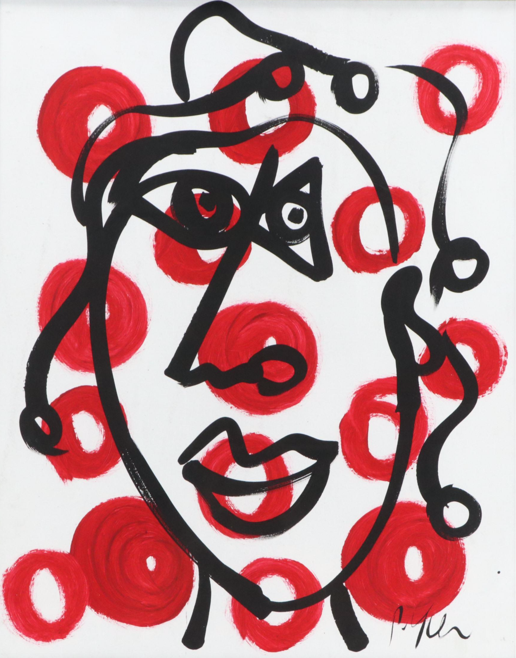 Peter Keil Portrait Abstract Acrylic Painting, Late 20th Century