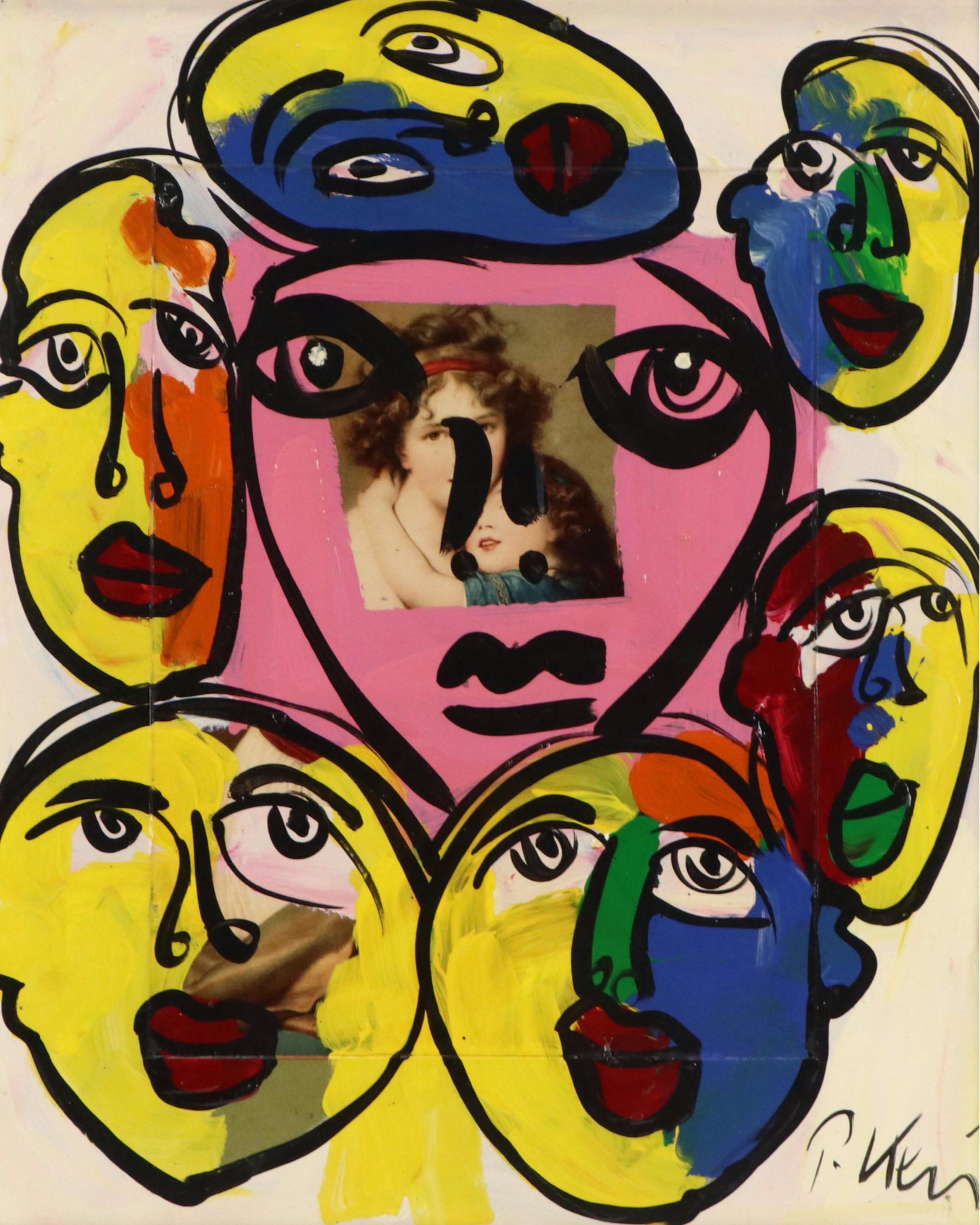 Peter Keil Figurative Abstract Acrylic Painting, Late 20th Century