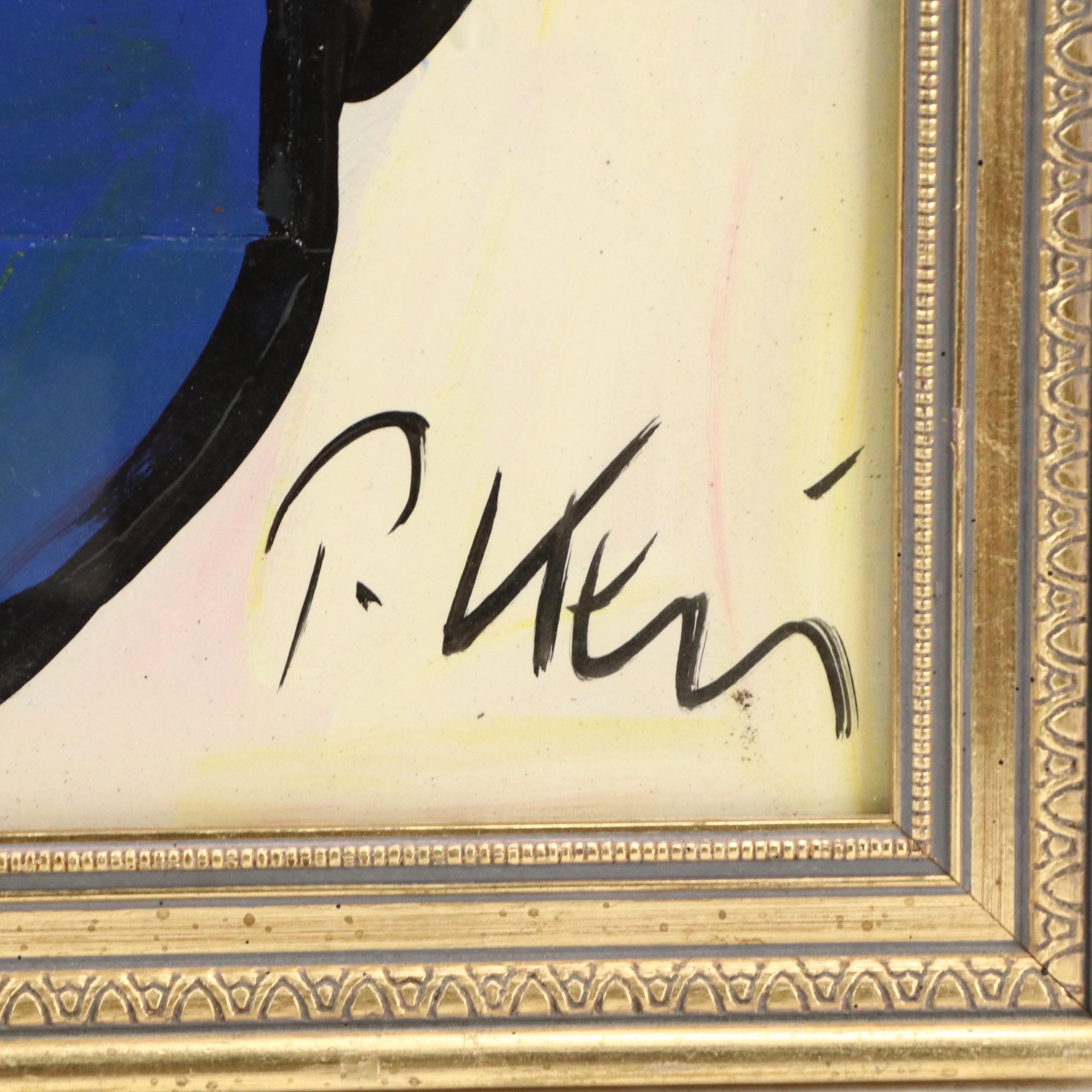 Peter Keil Figurative Abstract Acrylic Painting, Late 20th Century