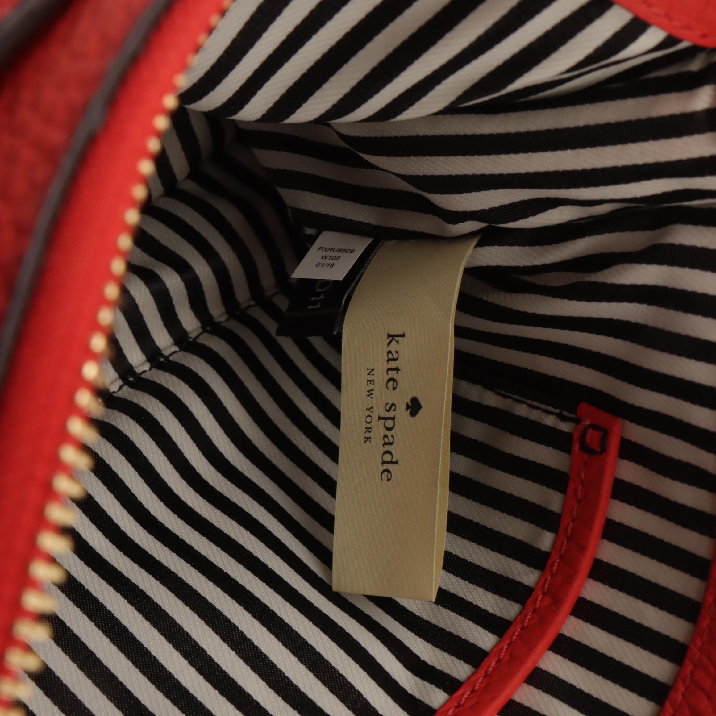 Kate Spade Scalloped-Pocket Crossbody Bag in Tart Red Pebble Grained Leather