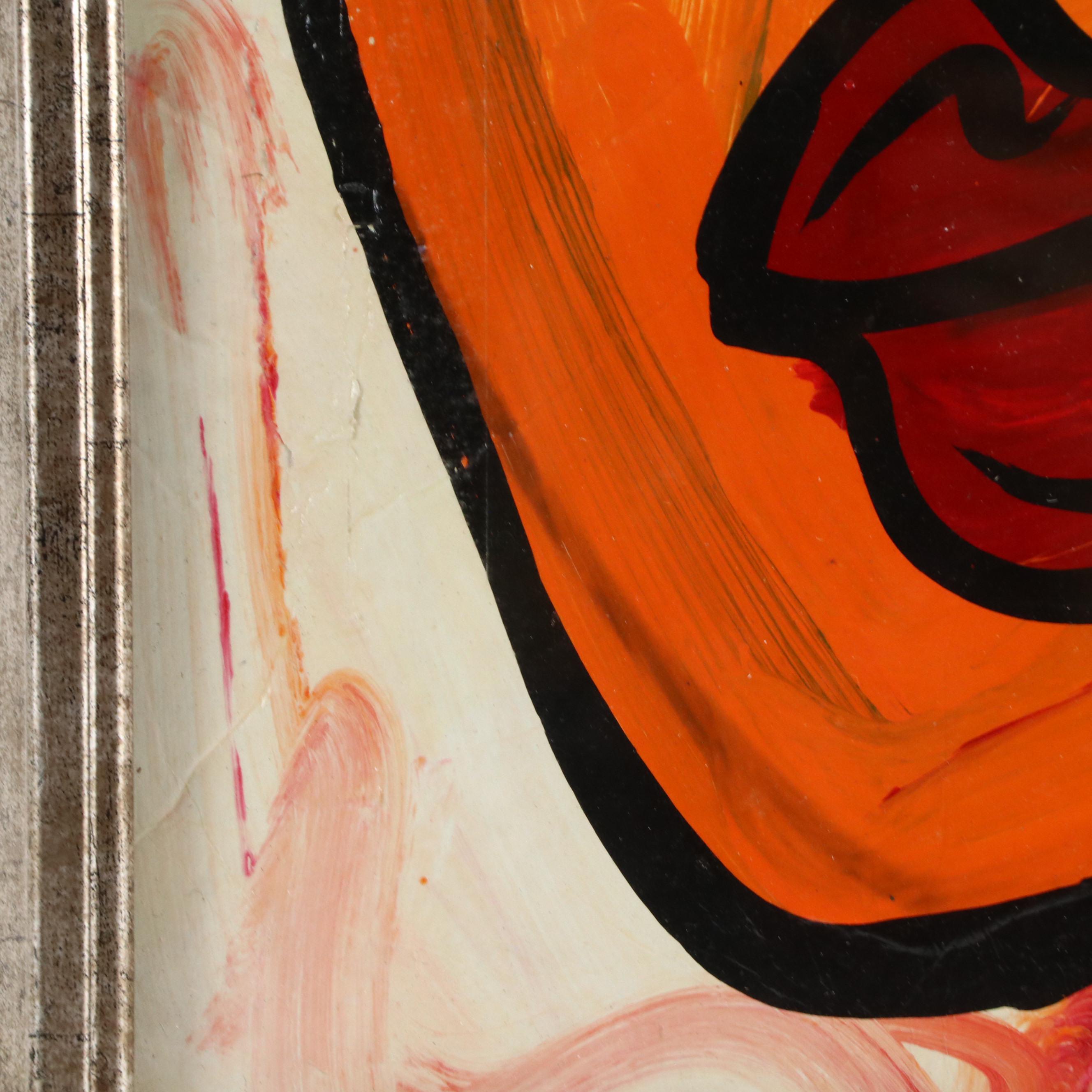 Peter Keil Abstract Portrait Acrylic Painting, Late 20th Century