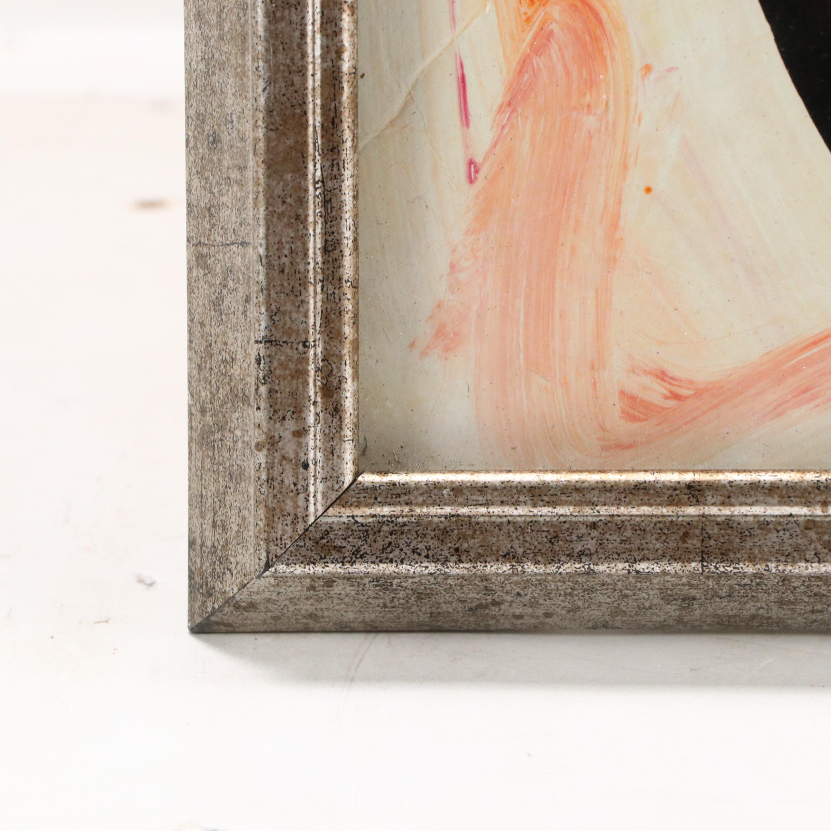 Peter Keil Abstract Portrait Acrylic Painting, Late 20th Century