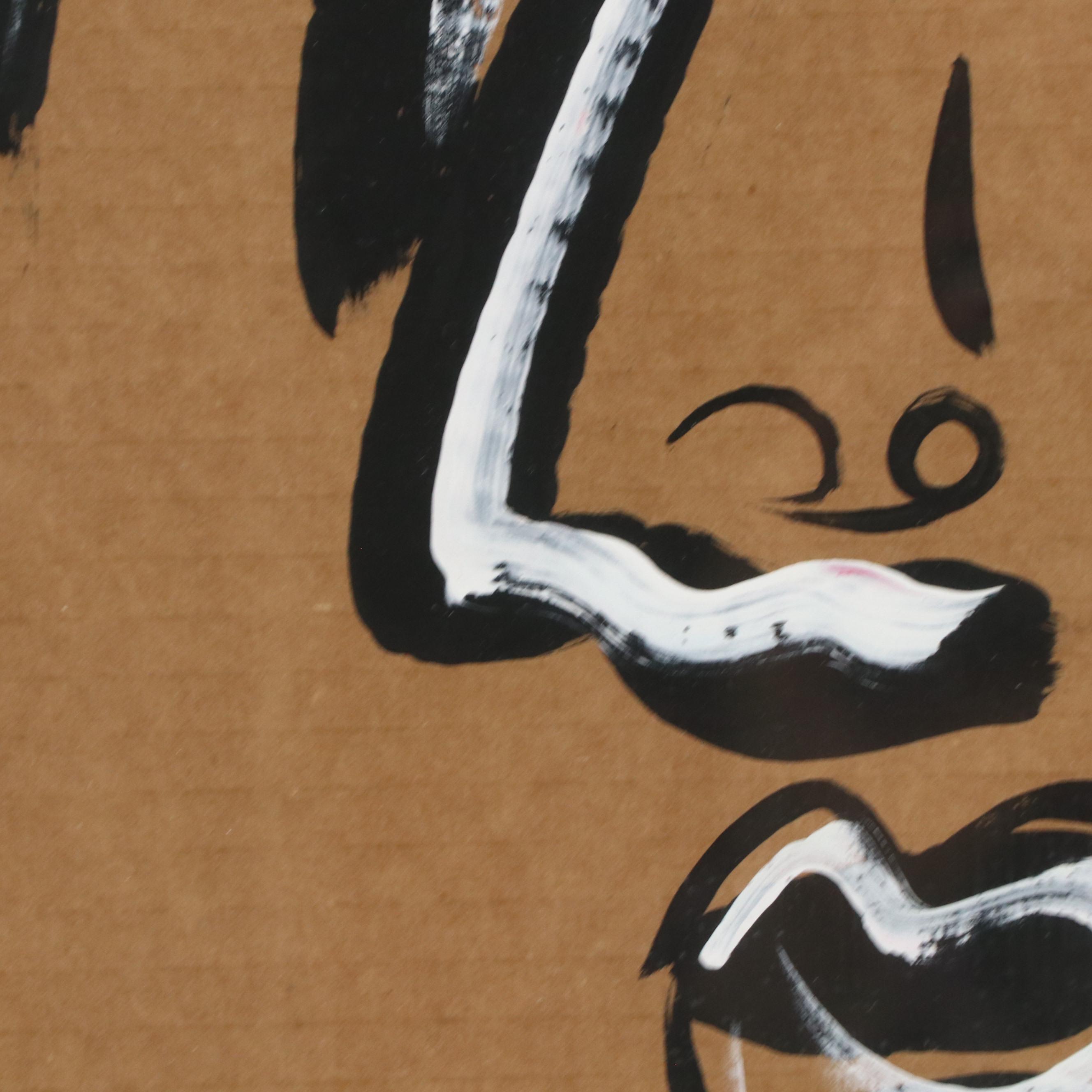 Peter Keil Abstract Portrait Acrylic Painting, Late 20th Century